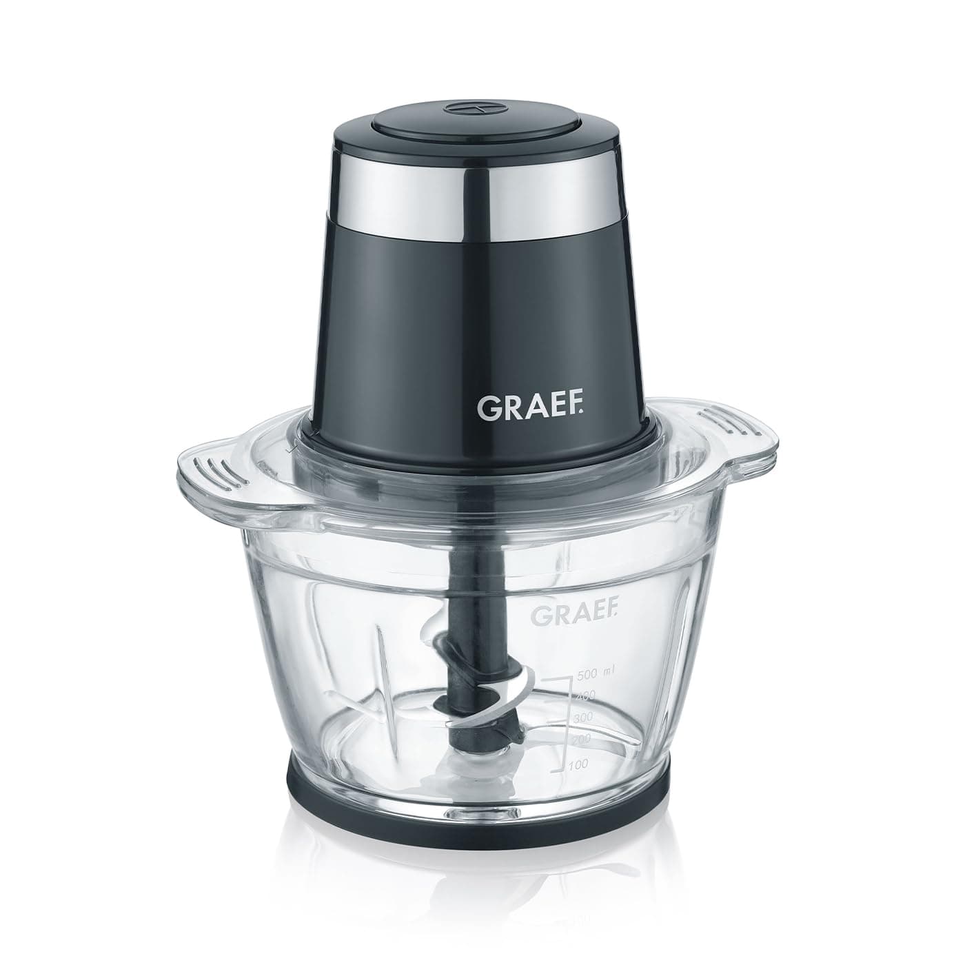 GRAEF Multi-Zerkleinerer CH502 Schwarz, Vierflügeliges Edelstahlmesser, Einhand-Pulse-Bedienung, Ideal zum Hacken von Obst, Gemüse – Multi-Zerkleinerer Angebot bei HelloDeals