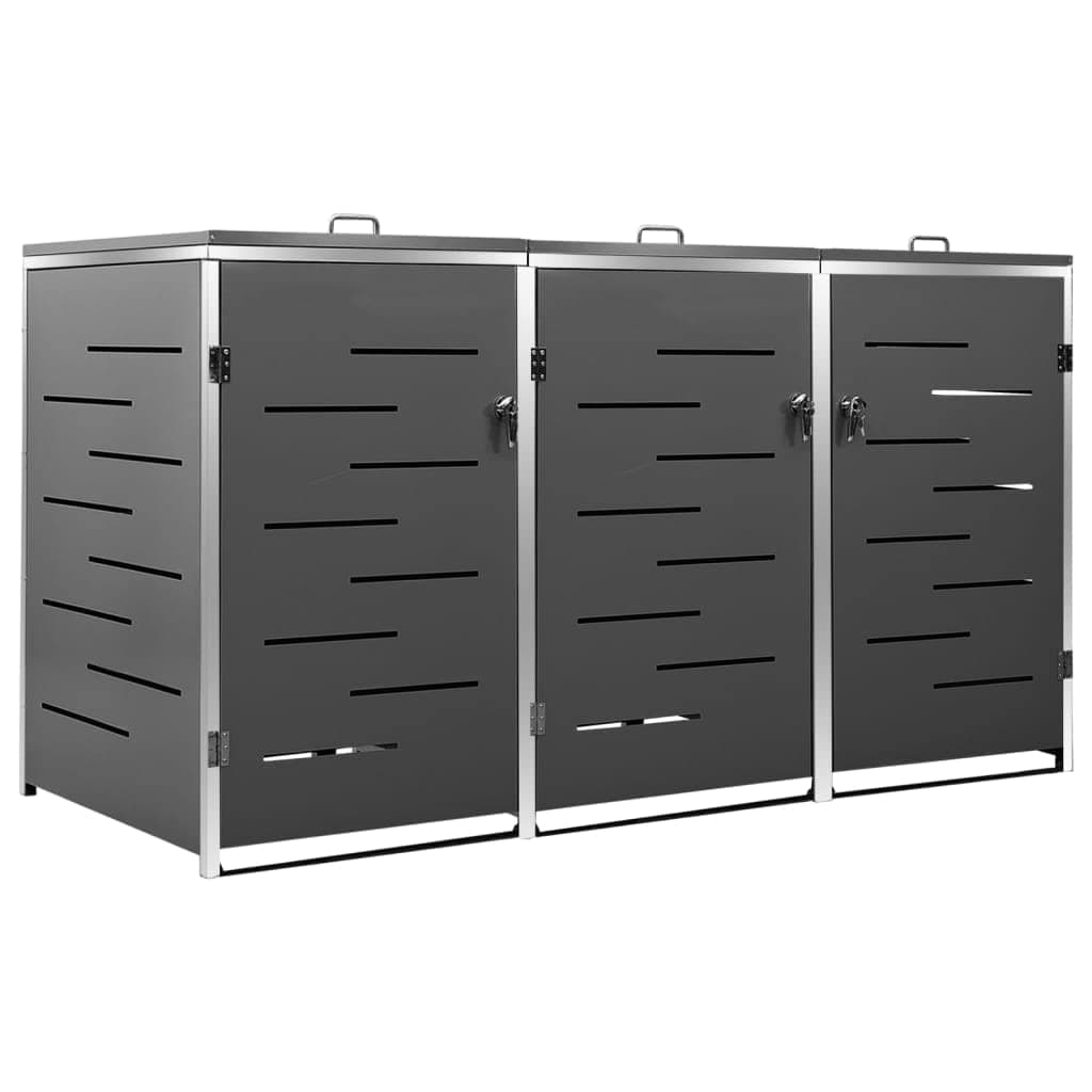 Mülleimer Mülltonnenbox, rostfreier Mülleimer, Mülleimer, Müllsäcke, Mülldeckel, Müllcontainer, Garteneimer, großes Fassungsvermögen, Edelstahl, verzinkter Stahl,Anthrazit,3er 3er Anthrazit Angebot bei HelloDeals