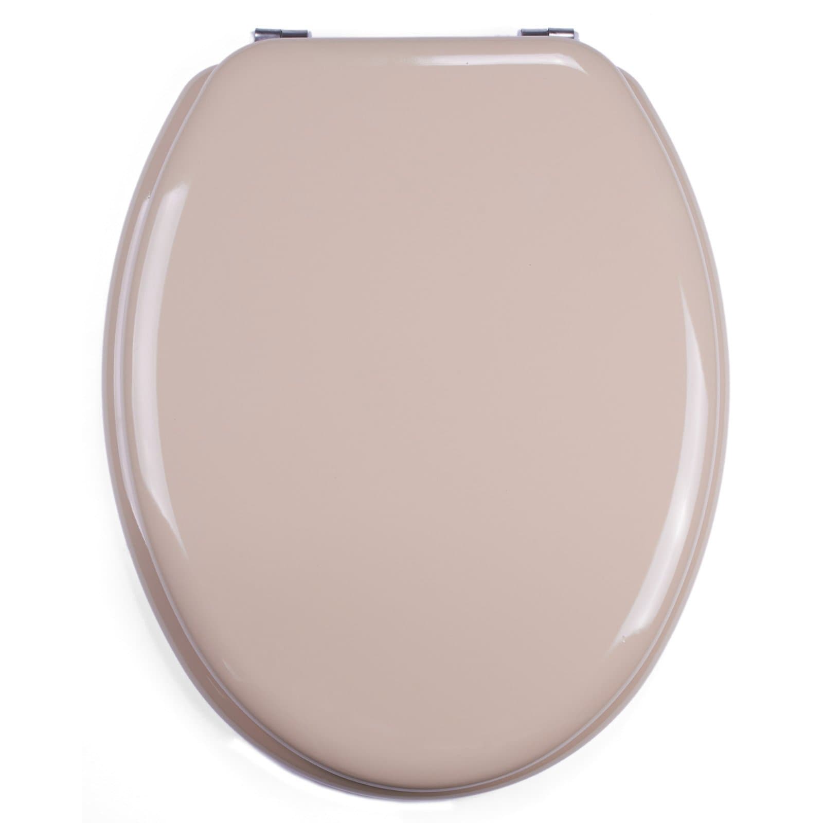 MSV WC Sitz Toilettendeckel MDF Holzkern „Beige“ Scharniere aus Edelstahl - hochwertige und stabile Qualität Angebot bei HelloDeals