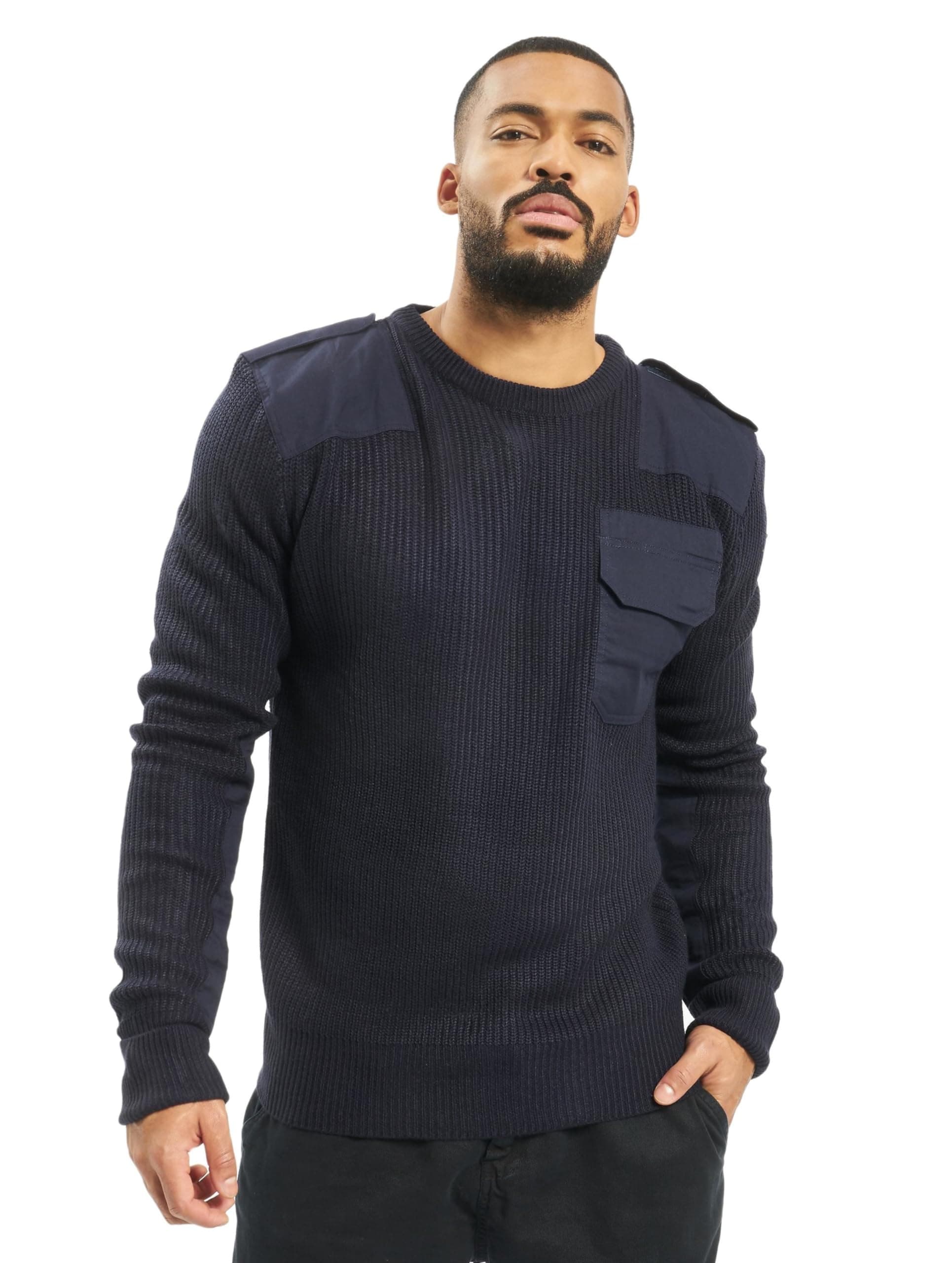 Brandit BW Pullover Männer Strickpullover schwarz Basics L Navy Angebot bei HelloDeals