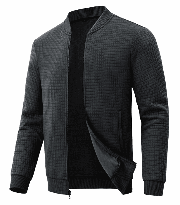 Jacke Herren übergangsjacke Winter Karierten Jacquard Alltag Freizeit Leicht Jacken mit Reißverschlusstasche L 1-schwarz Angebot bei HelloDeals