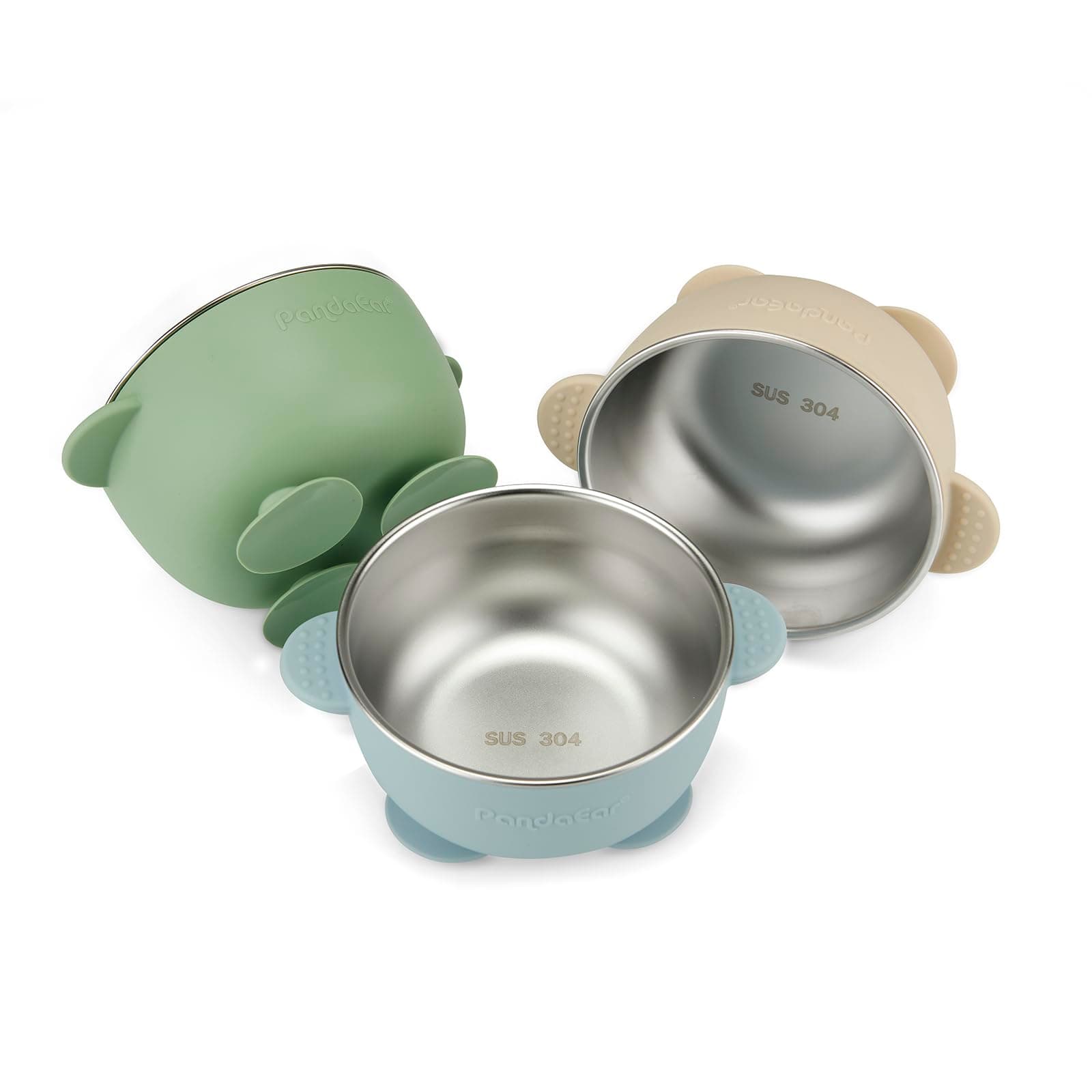PandaEar 3er Set Edelstahl Baby Schüsseln mit Saugnapf – Breischale für Babybrei & Porridge, Rutschfeste Babyschüsseln mit Silikonhülle, Unzerbrechlich & BPA-frei, Kinderschüssel ab 6 Monaten Angebot bei HelloDeals