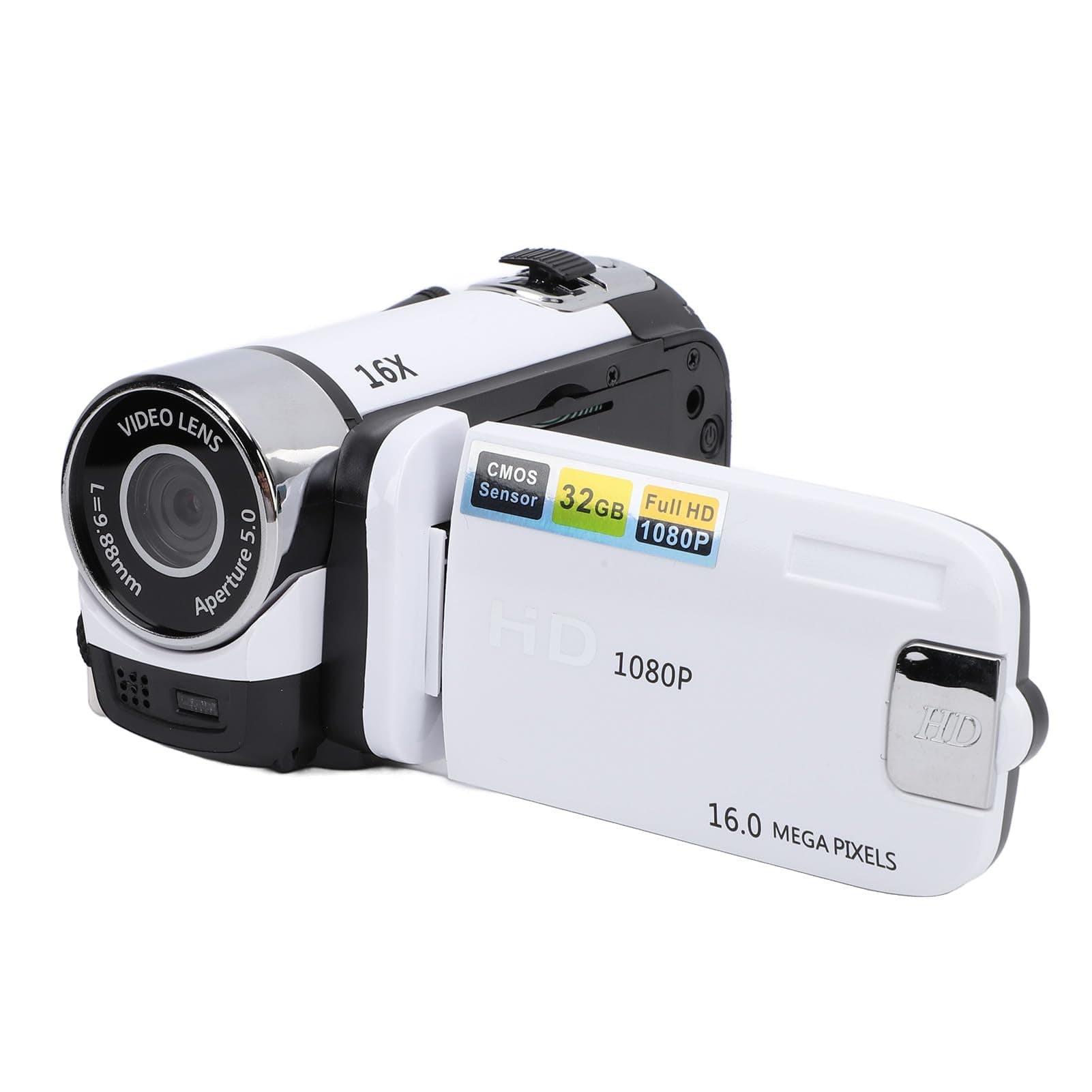 Elprico Videokamera-Camcorder, 16-facher Digitalzoom, 2,4-Zoll-Farbbildschirm, Anti-Shake-Vlogging-Kamera für YouTube, Loop-Videoaufzeichnungs-Camcorder für Reisewachstumsaufzeichnungen White Angebot bei HelloDeals