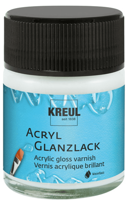 KREUL 79401 - Acryl Glanzlack, glänzend transparent, 50 ml Glas, auf Wasserbasis, Schutz- und Überzugslack für durchgetrocknete Aufmalungen, bedingt witterungsbeständig, speichelecht glänzend 50 ml Angebot bei HelloDeals