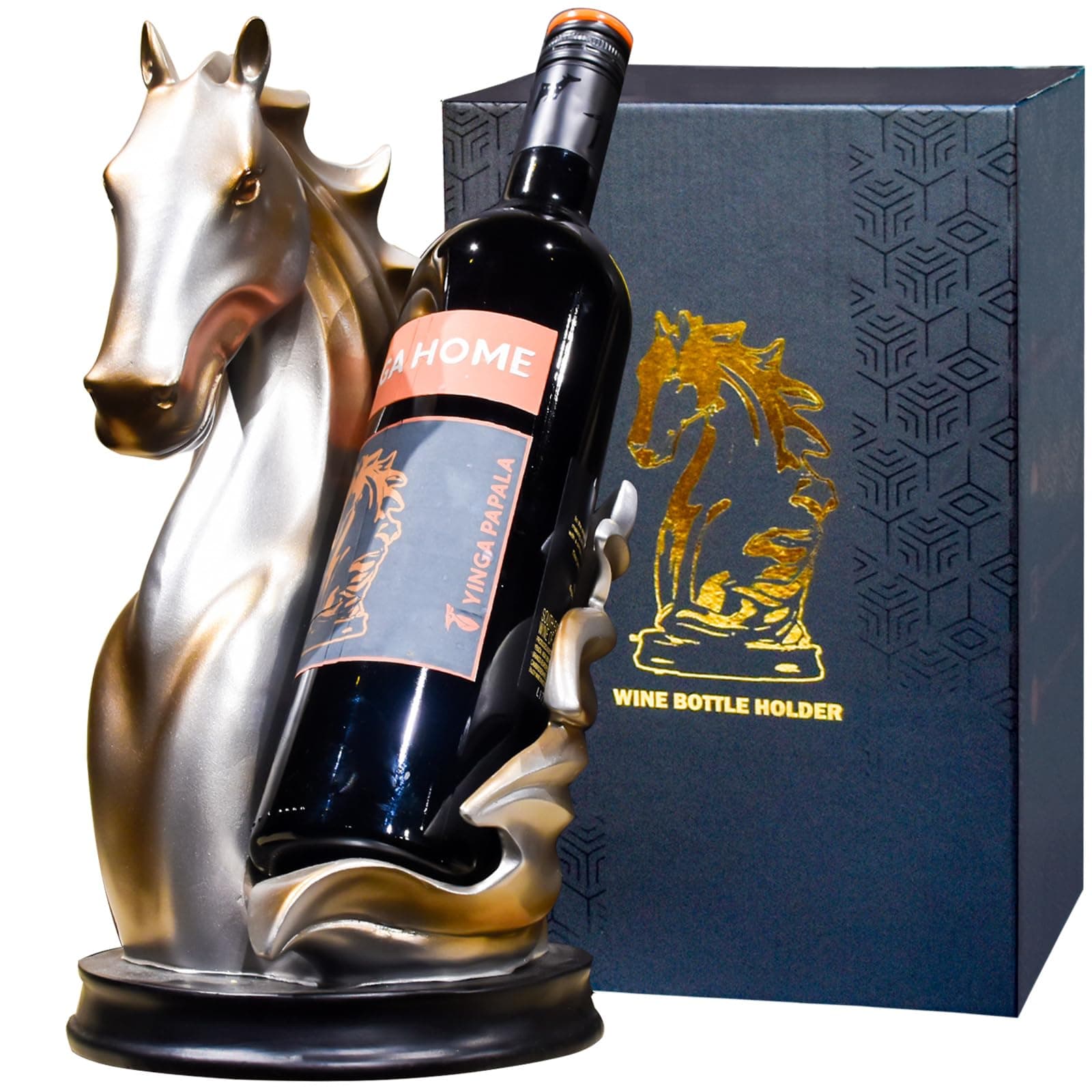 Weinflaschenhalter Weinregale Tischpferd Statue als Zuhause Küche Weinkeller Dekorative Aufbewahrung Organizer, Pferd Skulptur Pferd Dekor Pferd Geschenke für Mädchen Männer Frauen Silber Angebot bei HelloDeals