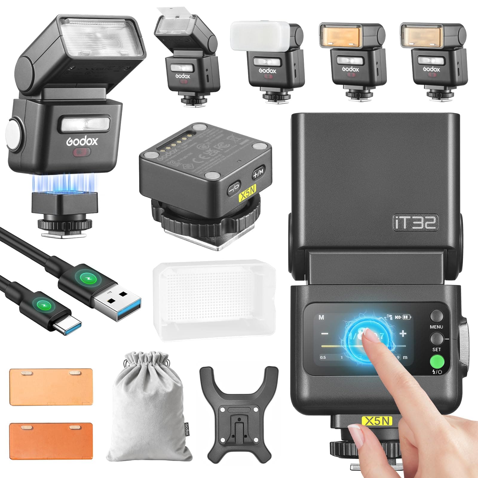 Godox IT32 Kamera Blitzgerät TTL mit X5N Blitzauslöser für Nikon Camera 2,4 GHz GN18 510 Blitze bei Voller Leistung Touchscreen Integrierter Reflektor LED-Licht Magnetischer Farbfilter IT32+X5N Angebot bei HelloDeals
