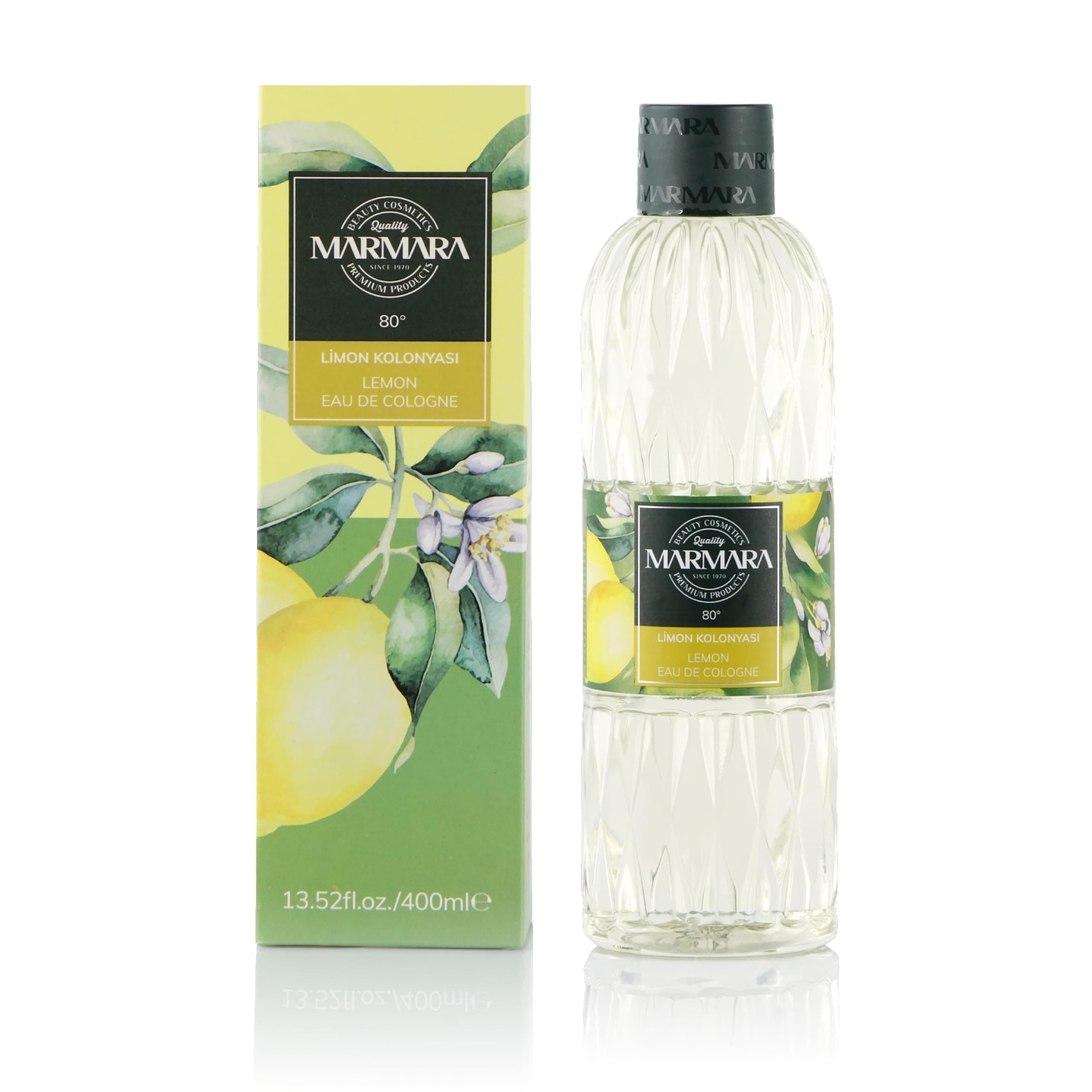 Marmara Kolonya Zitrone 400ml mit Box | Türkisches Duftwasser | Aftershave | türkisches Hand Wasser | Rasierwasser | Kölnisch Wasser | traditionell türkisch | Eau de Cologne Lemon | 80 Alkohol Zitrone 400 ml (1er Pack) Angebot bei HelloDeals