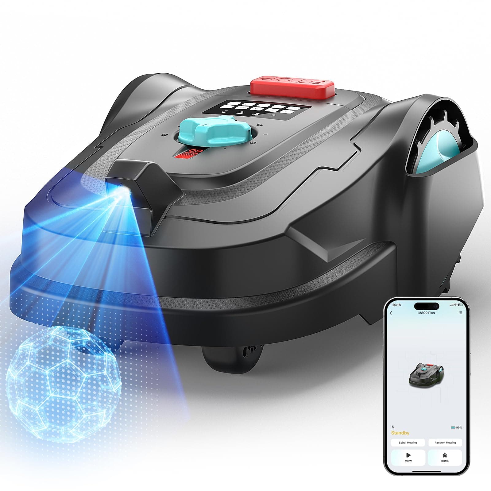 M800Plus Mähroboter ohne Begrenzungskabel, 800 m², GPS Positionierung+KI Vision Rasenmäher Roboter ohne Kabel, U-förmiger Mähmodus, 150 Hinderniserkennungen, automatische Aufladung, App Grau Angebot bei HelloDeals