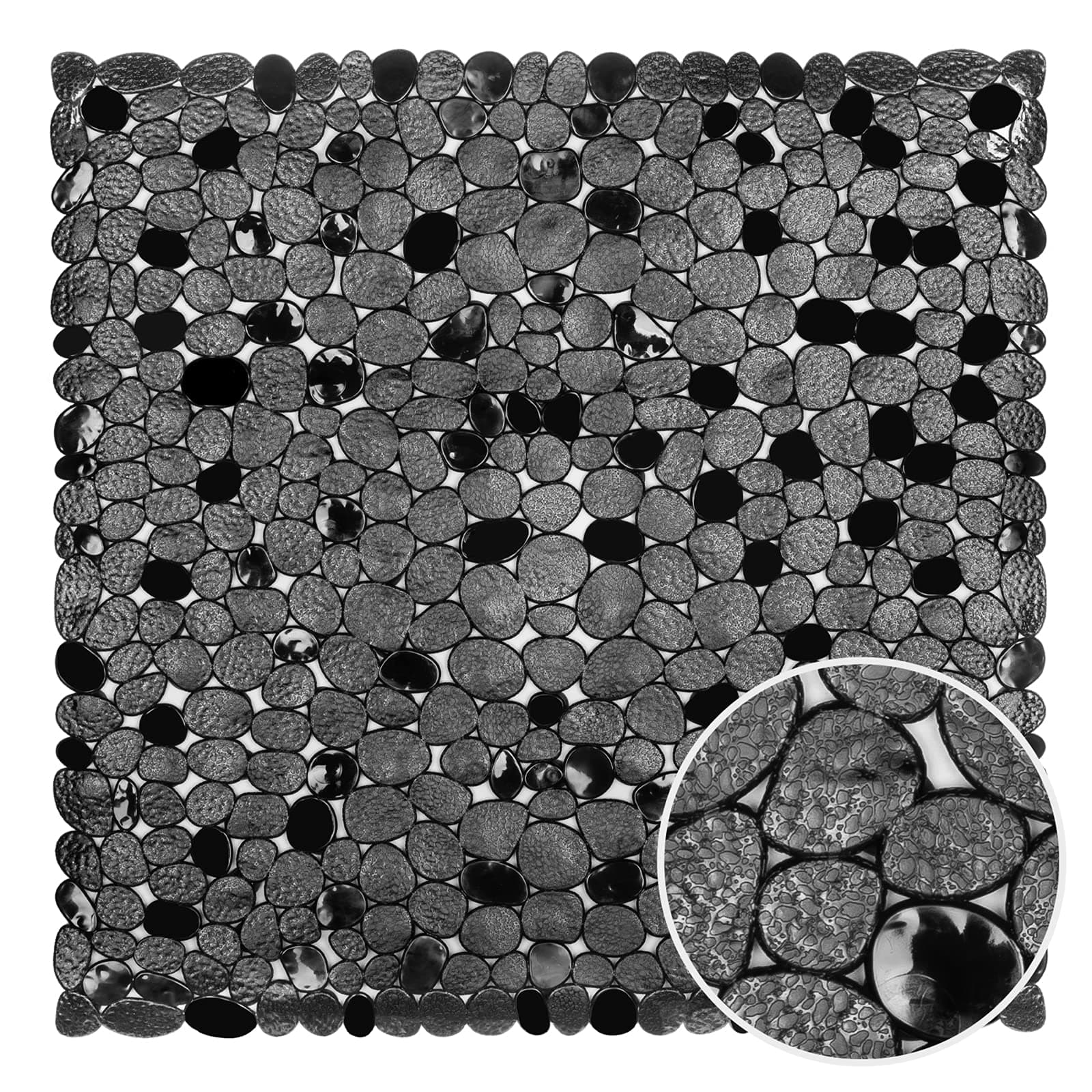 WELTRXE Duschmatte, Antirutschmatte aus Kunststoff für Kinder und Familie (Schwarz, Quadratisch-54×54 cm) Schwarz 54 x 54 cm (Quadratisch) Angebot bei HelloDeals
