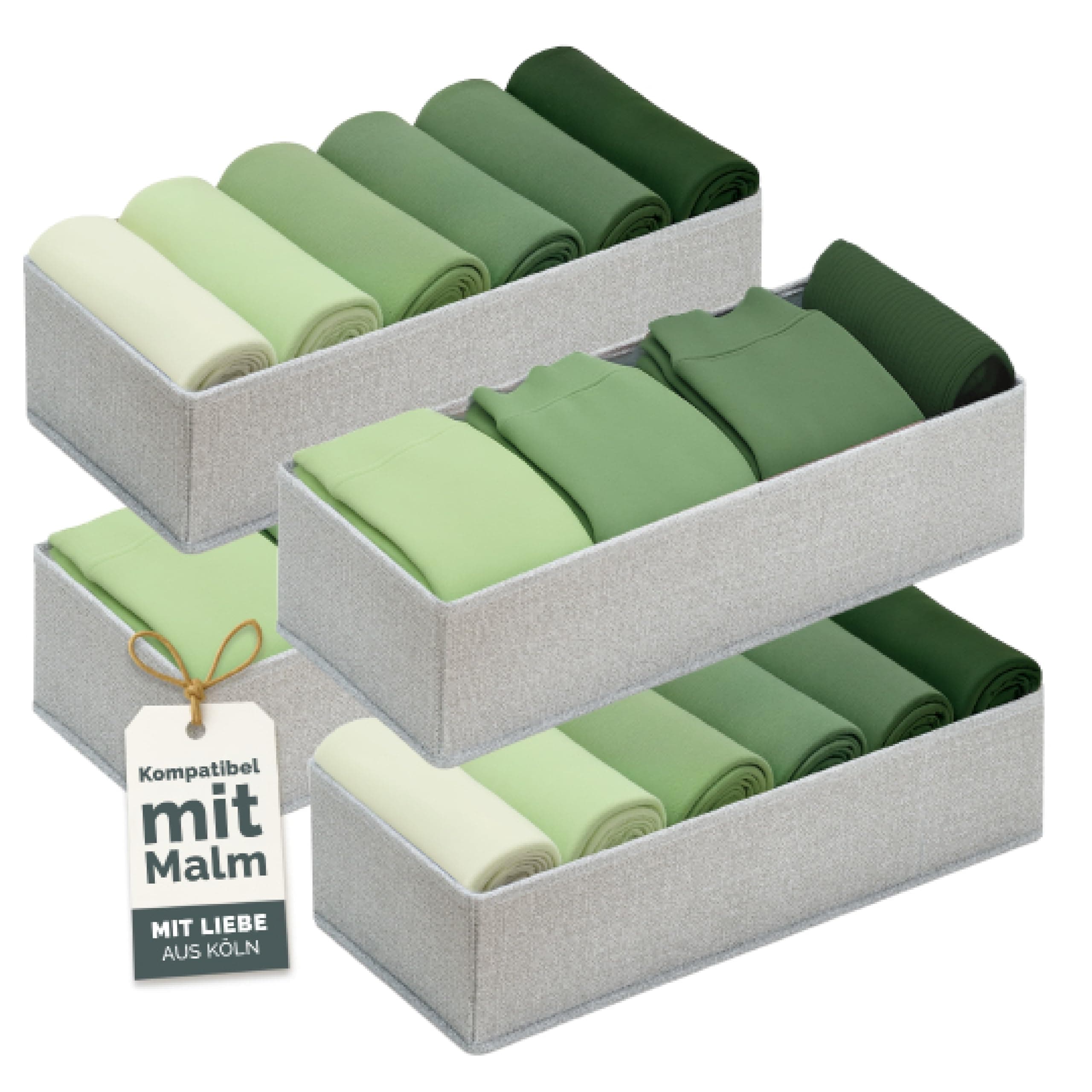 Blumtal MALM Organizer Schrank 4er Set - 4x Schrank Organizer für MALM Kommoden - Ordnungssystem Kleiderschrank - passgenaue Faltboxen für BHs, T-Shirts usw. - Socken Aufbewahrung - Schrankboxen Grau Malm File Folder Angebot bei HelloDeals