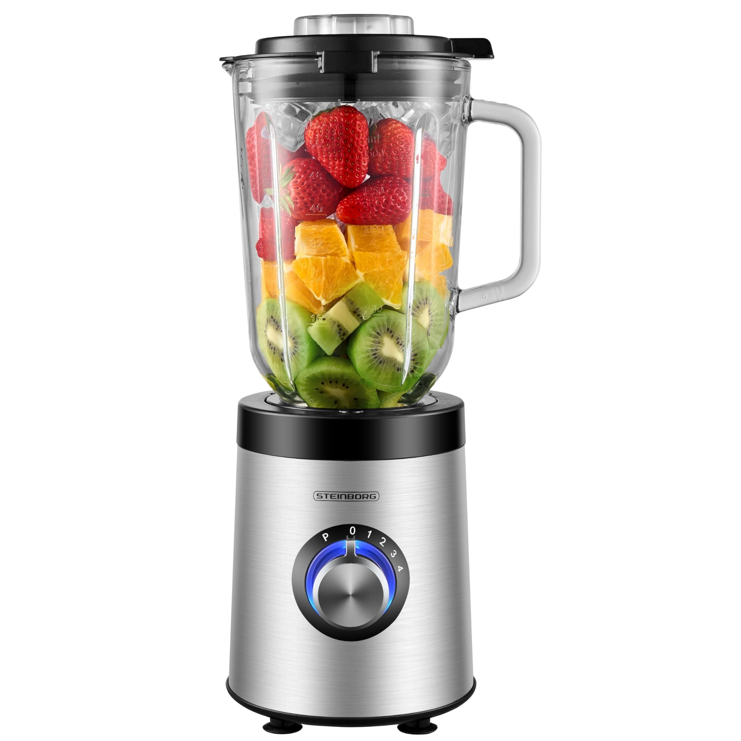 Steinborg® Standmixer Glas Edelstahl 800 Watt 1,5 Liter Glaskrug Universal Power Mixer Smoothie Maker Zerkleinerer Multifunktionsmixer 6-Fach Messer Ice Crusher 5 Stufen + Pulse Funktion Angebot bei HelloDeals
