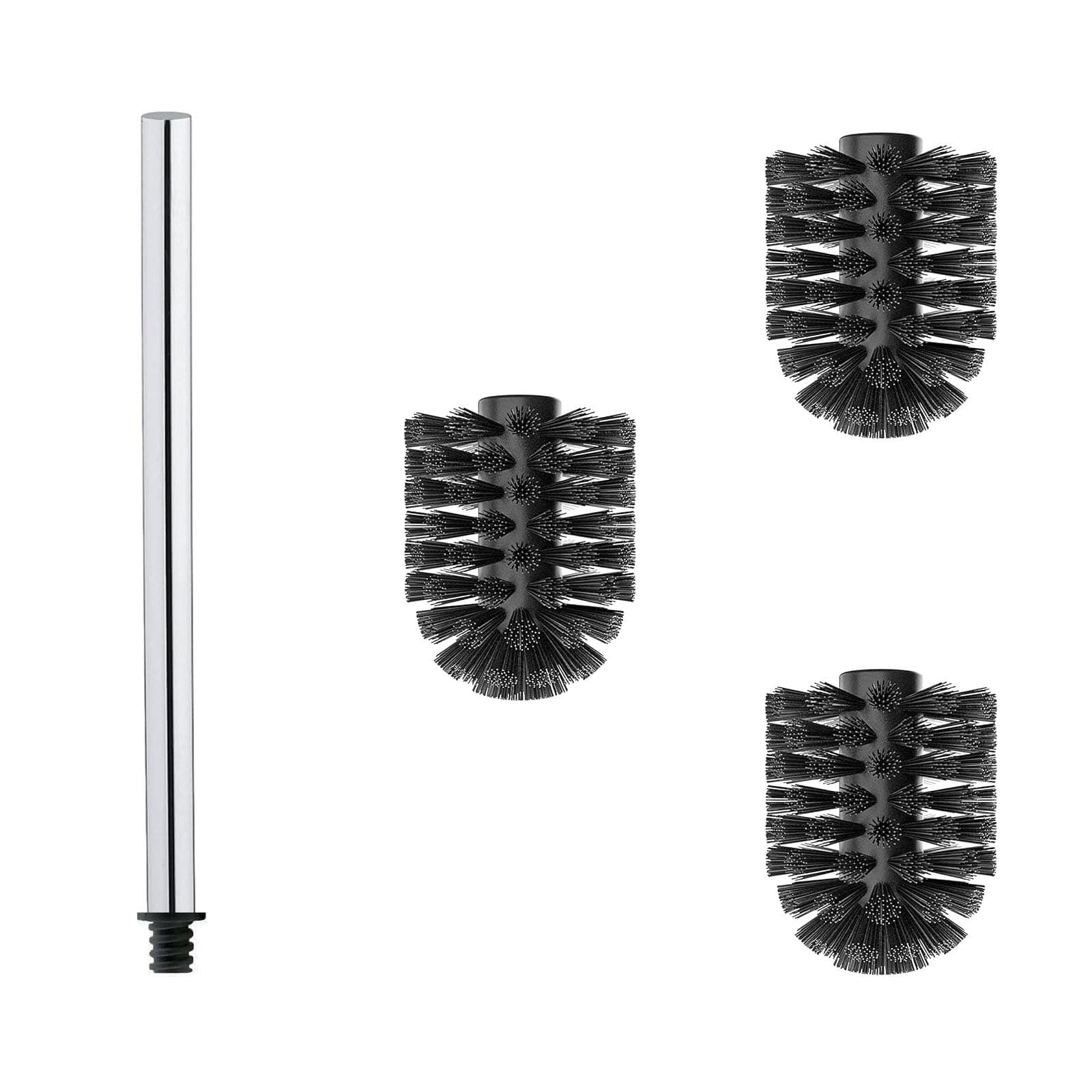Edelstahl 304 WC-Bürsten Set | 1X Edelstahl Glänzender Griff (27cm) | 3X Wechselköpfe Ø6.5cm | Öko-Freundlich |Für Modernes Bad (Schwarz, 6.5CM) Schwarz 6.5 Zentimeter Durchmesser Angebot bei HelloDeals