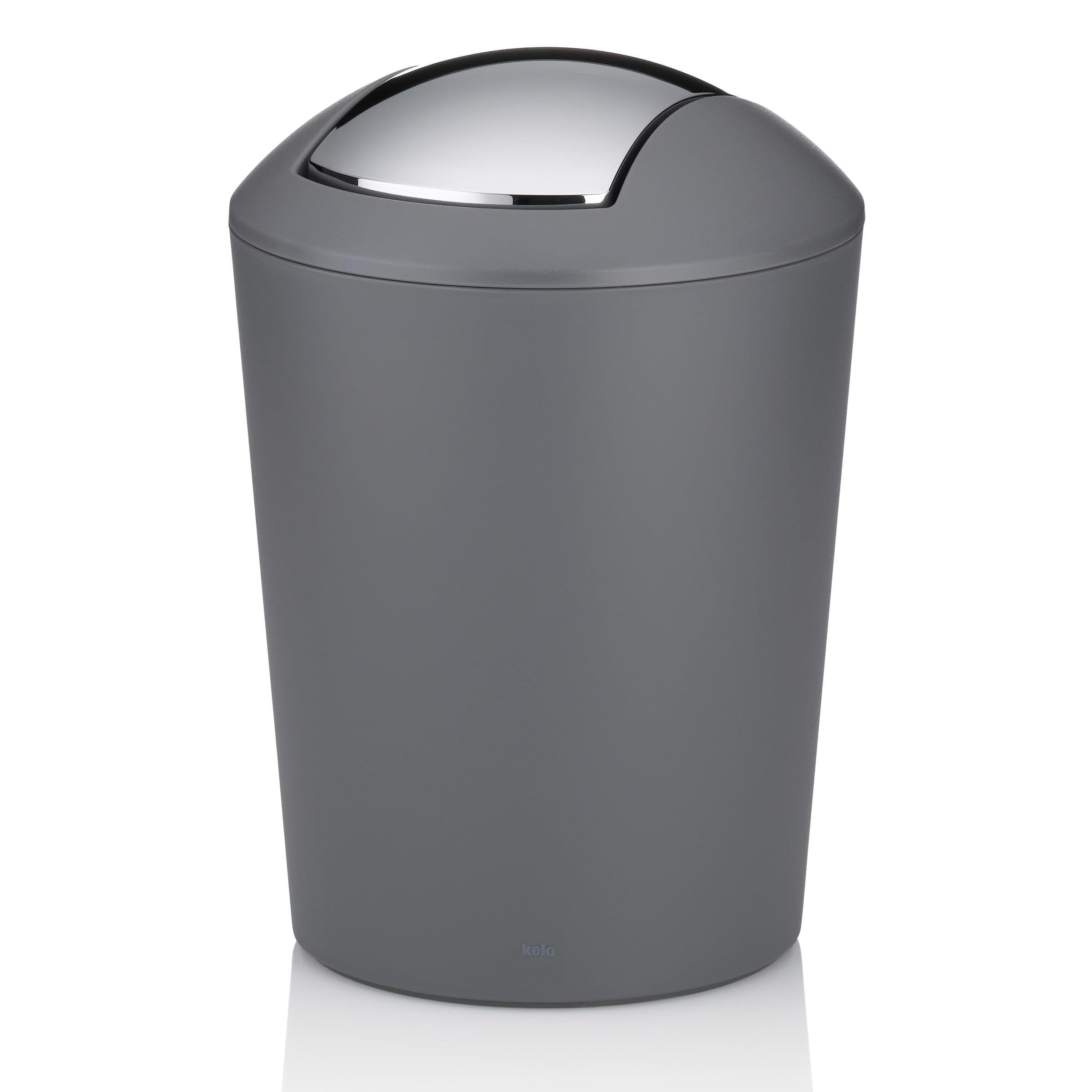 kela Kosmetikeimer grau 1,7l, Minimülleimer Badezimmer mit Schwingdeckel, Kunststoff, MARTA, kleiner Tischmülleimer grau matt grau 1.7 L (Ø 15 cm, Höhe 21 cm) Angebot bei HelloDeals