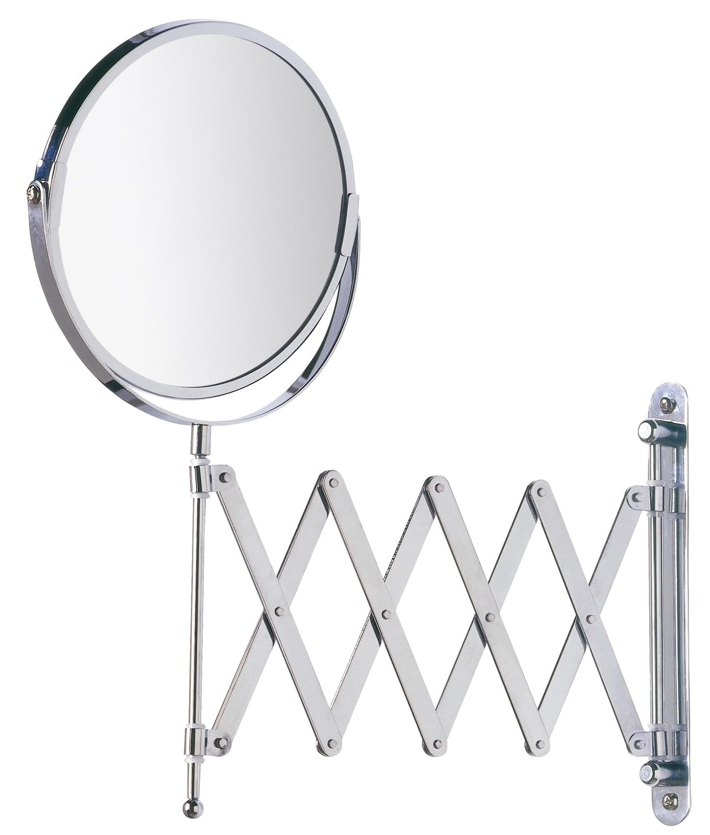 WENKO Kosmetik-Wandspiegel Teleskop Exclusiv, Kosmetikspiegel mit 3-Fach Vergrößerung, Stufenlos ausziehbar, Schwenkbar, Höhenverstellbar, Spiegel: Ø 16 cm, 19 x 38,5 x 50 cm, Chrom Silber Angebot bei HelloDeals