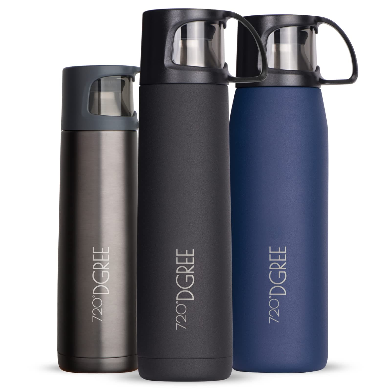 720°DGREE Thermoskanne mit Becher 1l “Follow” - 3 Größen, 12h Heiß, 24h Kalt, Auslaufsicher, BPA-Frei - Edelstahl Thermosflasche, Isolierflasche für Kaffee, Tee bei der Arbeit, Schule, To Go 1000 ml Onyx Black | Robust Matt | Schwarz Angebot bei HelloDeals