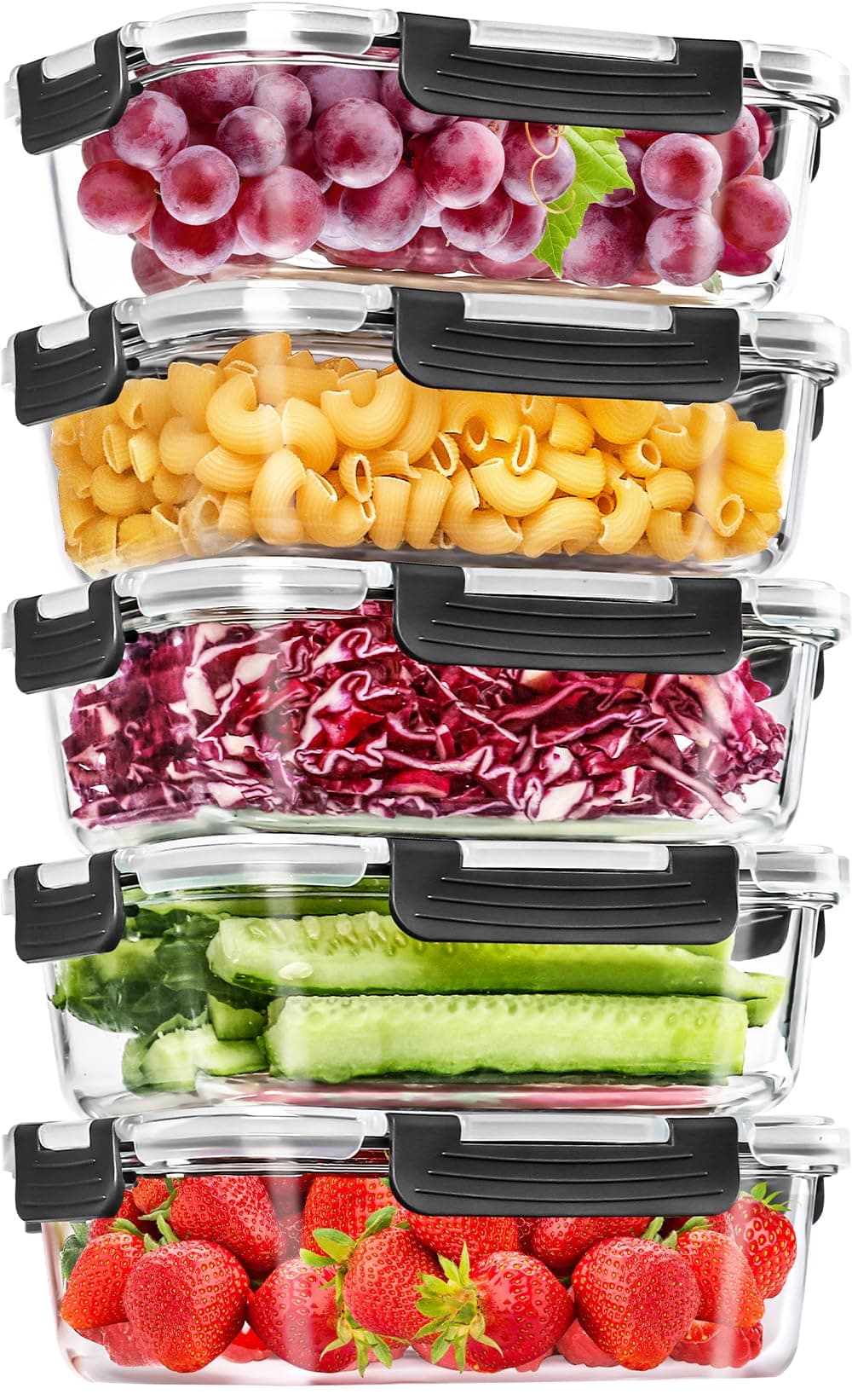 Glas-Frischhaltedosen Set für Lebensmittel,10Teile (5 Deckel & 5 Behälter), Skroam Aufbewahrungsbox Glas - Spülmaschinen, Mikrowellen & Gefrierschrankfreundlich, BPA-frei 5er-pack, 1020 Ml Angebot bei HelloDeals