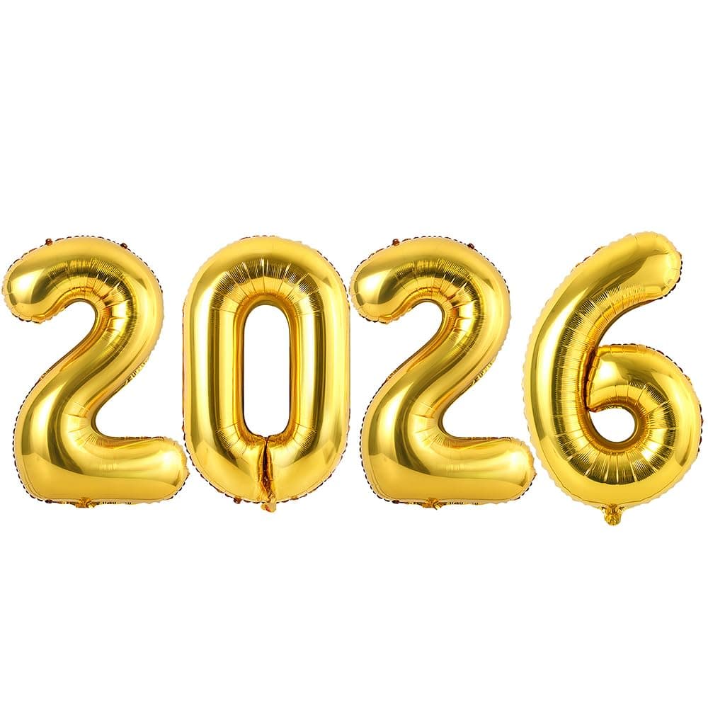 40 Zoll Foil Luftballons 2026 Gold, 101cm, Aufgeblasen mit Helium oder Luft, Riesige Folienballons 2026, Großer Ballon für Neujahrsparty Dekoration 2026 Gold 2026 Angebot bei HelloDeals