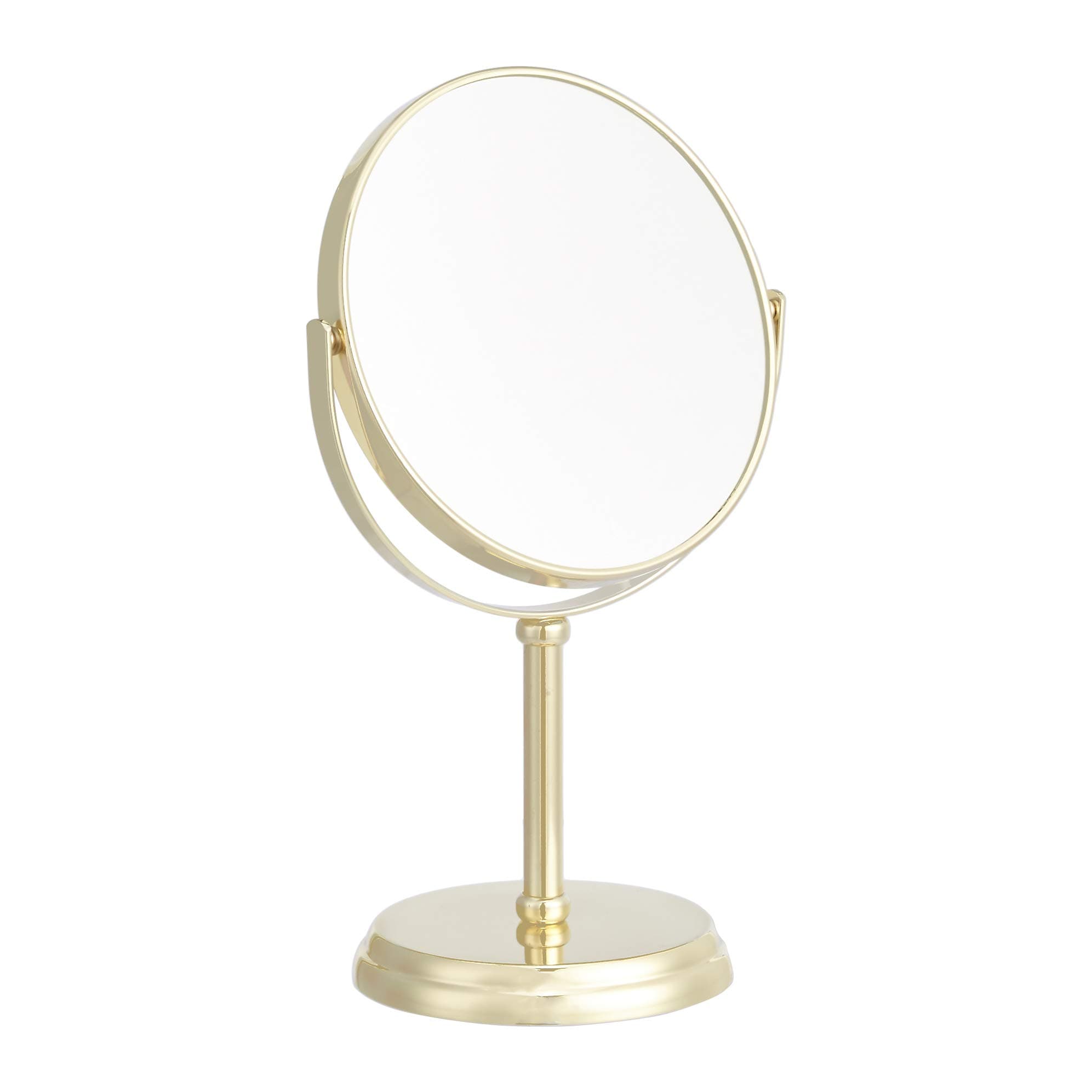 Amazon Basics Rund Tischplatte Montage Kosmetikspiegel, Vergrößerung 1-fach/5-fach, 18.3 x 12.5 cm, goldfarben Angebot bei HelloDeals