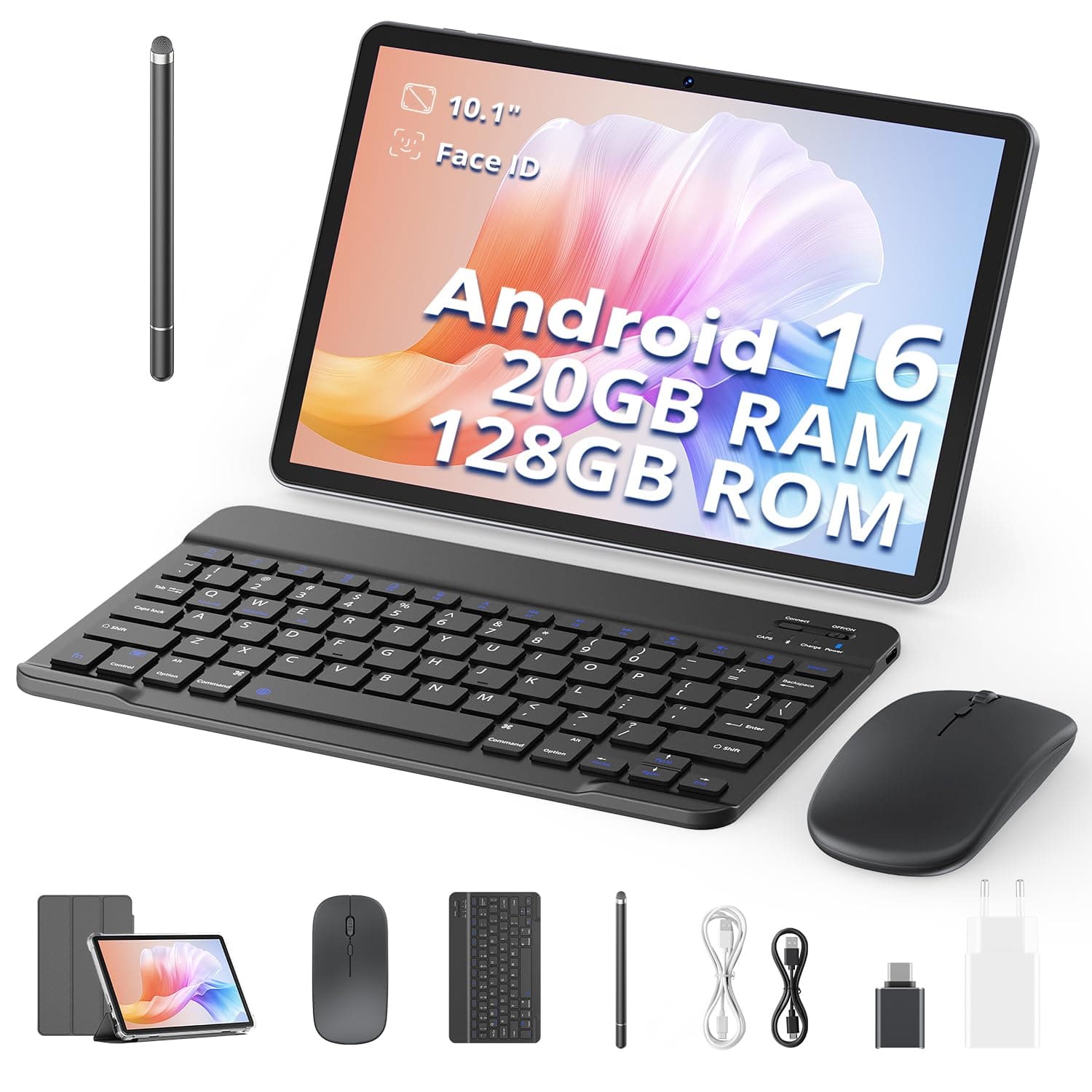 Tablet mit Tastatur und Stift 10 Zoll Android 16 (Modell 2026), Unisoc T7250, 20GB RAM (4+16 virtuell) + 128GB, bis 1TB microSD, Widevine L1, WLAN 2,4/5 GHz, GPS, 6600 mAh (NTC) Angebot bei HelloDeals