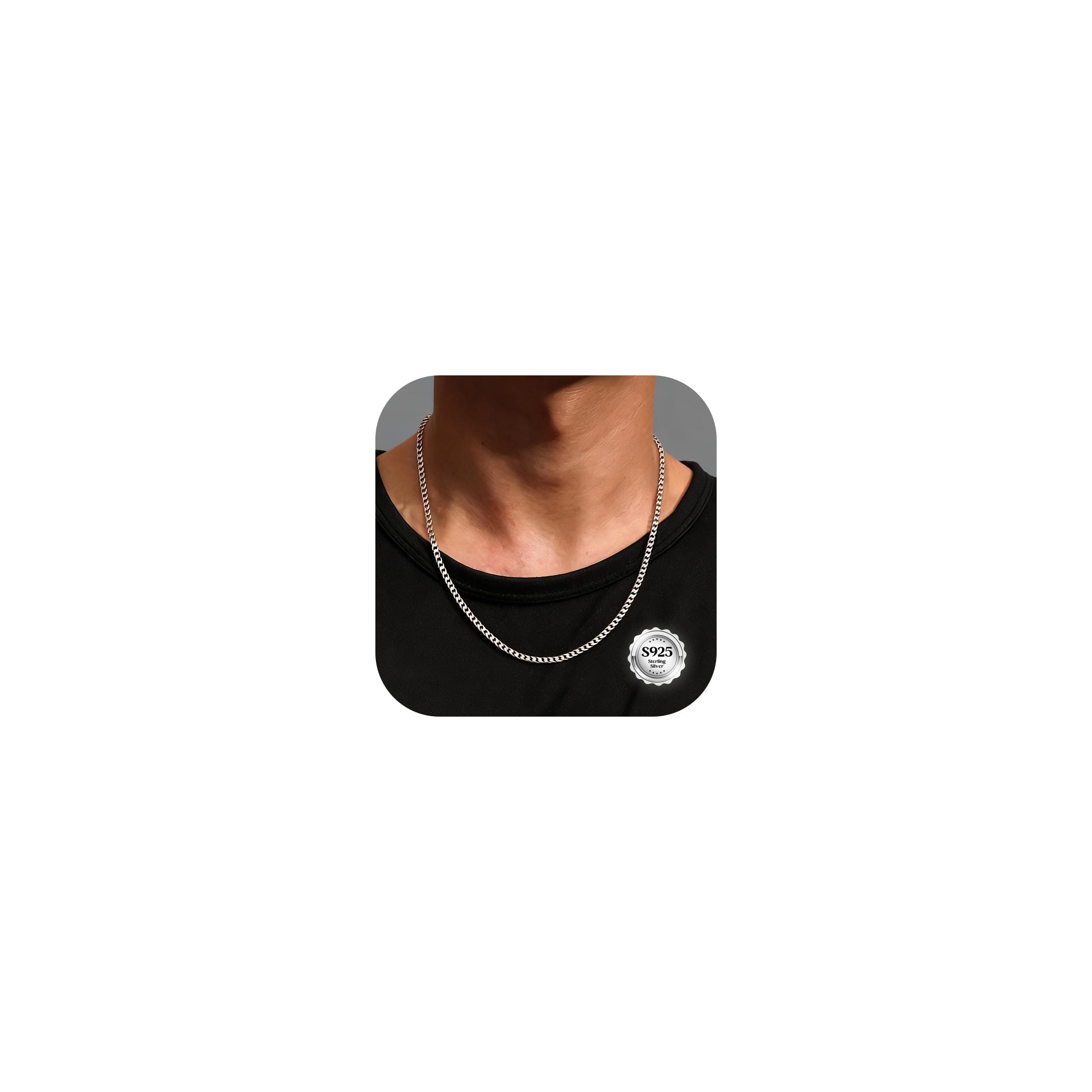 YADOCA Silberkette Herren 925 Silber, 3mm/5mm Halskette Kette für Männer Herren Silber Kette Hypoallergene Panzerkette Halskette Schmuck für Männer 3mm-silber 51.0 Zentimeter Angebot bei HelloDeals