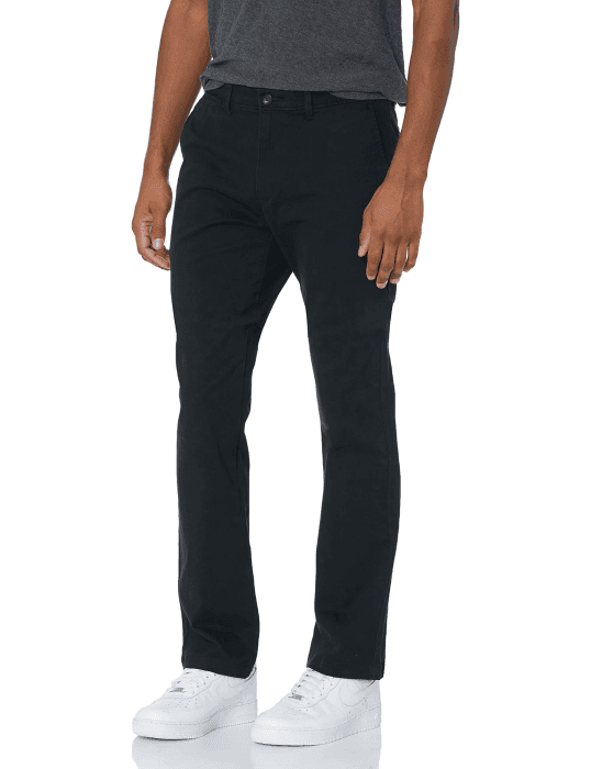 Amazon Essentials Herren Legere Stretch-Chinohose in sportlicher Passform (in Übergröße erhältlich) 34W / 32L Schwarz Angebot bei HelloDeals