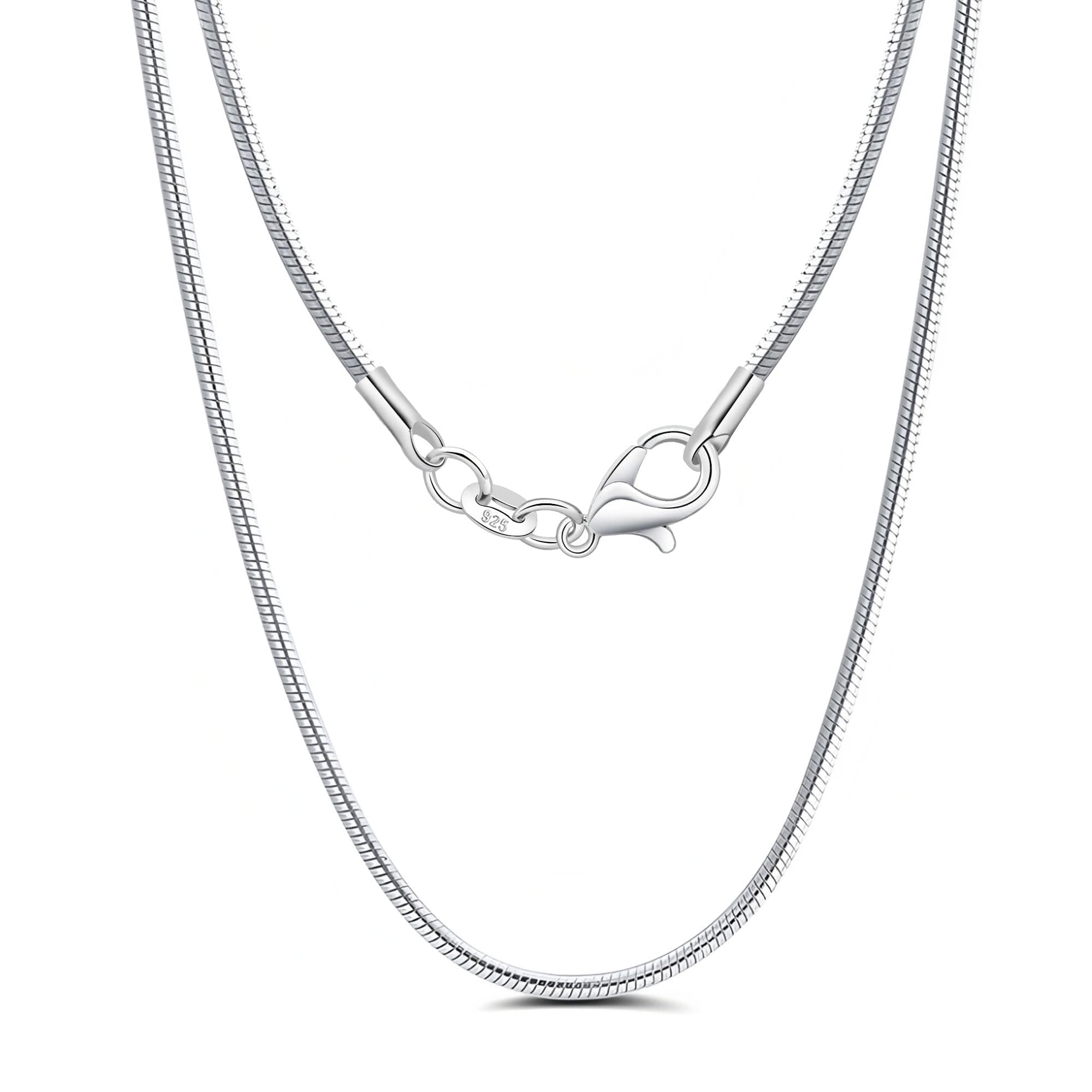 925 Silber Damen Halskette ohne Anhänger, Silberkette 40 45 50 55 60cm Silberschmuck 45.0 Zentimeter Runde Schlangenkette Angebot bei HelloDeals