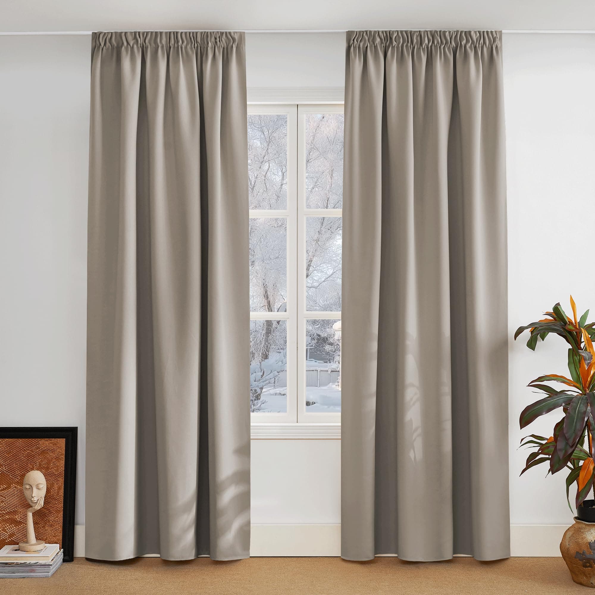 PONY DANCE Extra Lange Gardinen und Vorhänge Blickdicht Kräuselband 2er Set H 260 x B 140 cm Verdunkelungsvorhang für Schienensystem Thermogardine gegen Kälte, Sandfarben H260 x B140 cm (2er Pack) Sandfarben Angebot bei HelloDeals