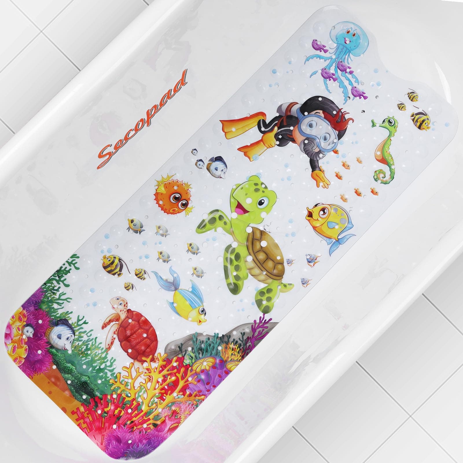 Original Antirutschmatte Badewanne Baby, 100x40 cm Badewannenmatte rutschfest Kinder, Badematte Kinder Badewanne oder Dusche, 100% BPA frei & Maschinenwaschbar Turtle 102 x 41 cm (Rechteckig) Angebot bei HelloDeals