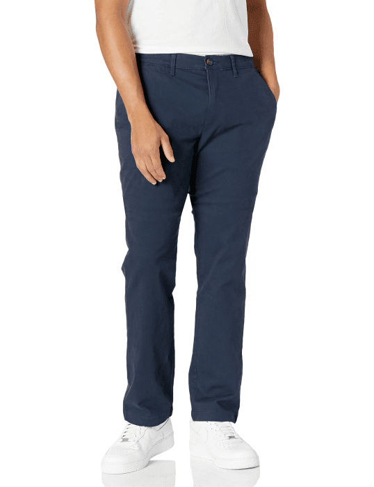 Amazon Essentials Herren Legere Stretch-Chinohose in sportlicher Passform (in Übergröße erhältlich) 38W / 32L Dunkles Marineblau Angebot bei HelloDeals
