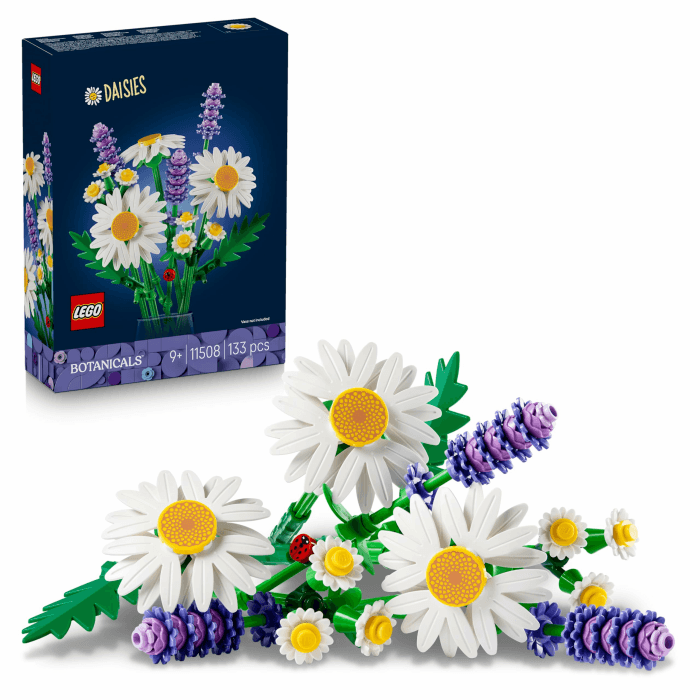 LEGO Botanicals Gänseblümchen - Kunstblumen Modellbau mit künstlichen Gänseblümchen & Lavendel - DIY Schlafzimmerdeko - Ostergeschenk für Mädchen ab 9 Jahren & Erwachsene Blumenliebhaber - 11508 Daisies 11508 Angebot bei HelloDeals