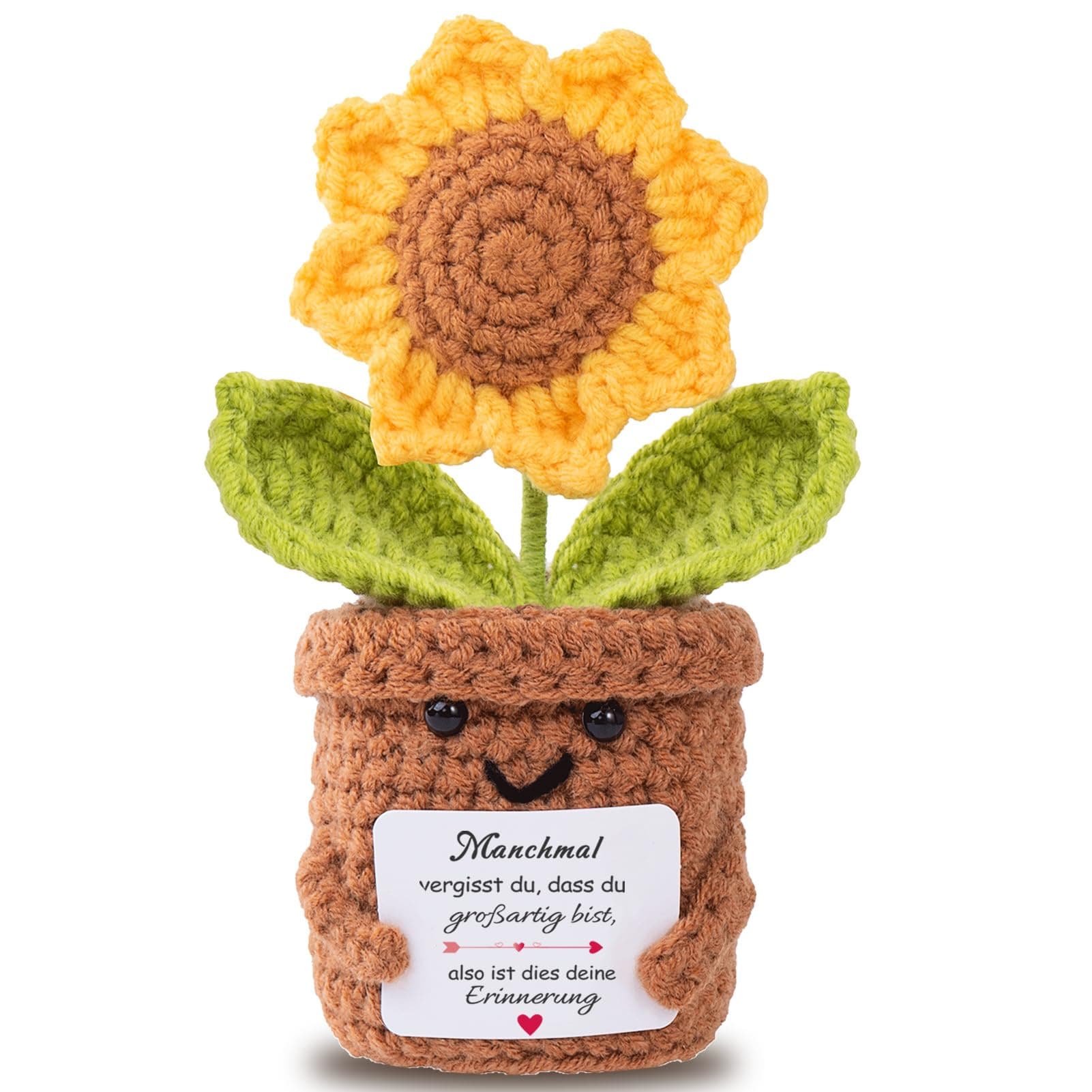 Geschenke für Frauen Freundin,Geschenke für Mama,Für Schwestern,Positive Kartoffel Deutsch Ersatz Serien Gehäkelte Geschenke,Inspirierende Geschenke für Kollegin Ehefrau Sonnenblume Angebot bei HelloDeals