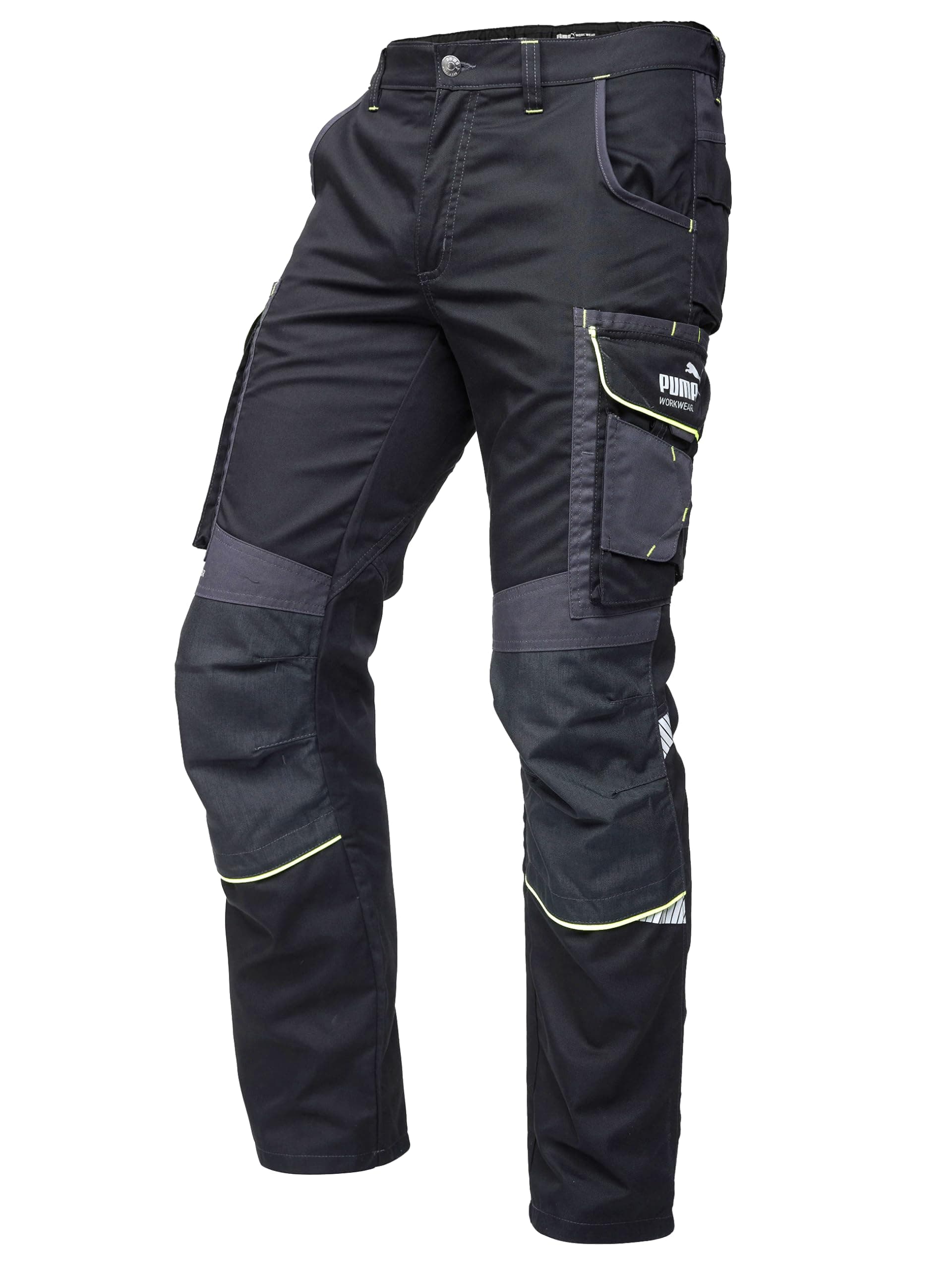 Puma Workwear Precision X - Arbeitshose Herren - Premium Arbeitskleidung mit vielen Taschen und verstärkten Kniepartien - Funktionshose mit Stretch für Handwerk und Baugewerbe 54 Schwarz-neon Angebot bei HelloDeals