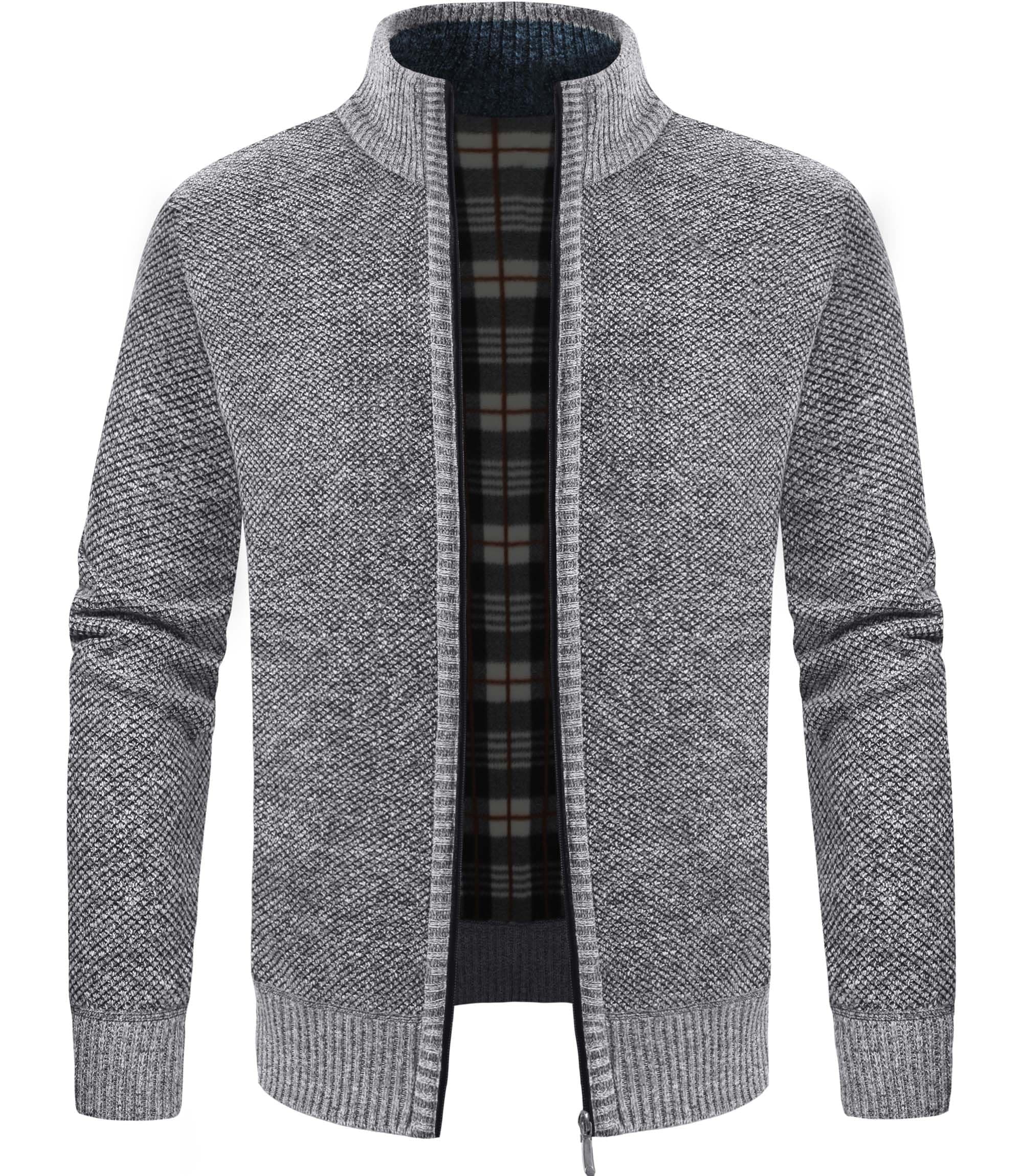 GLESTORE Strickjacke Herren Trachtenjacke Cardigan Fleecejacke Strickjacken für Herren Strickfleecejacke XXL Hell Grau Angebot bei HelloDeals