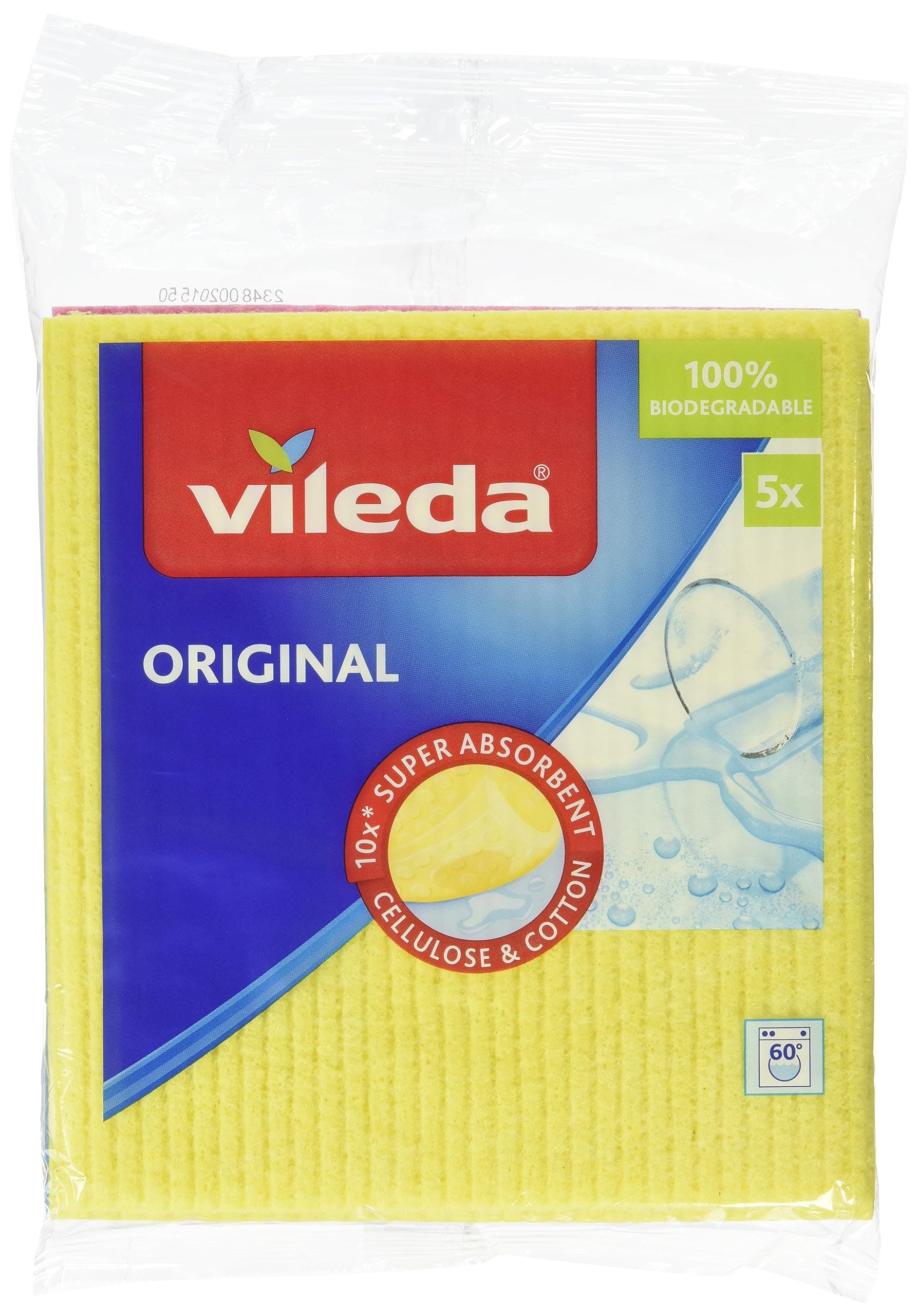 Vileda Schwammtuch mit besonders hoher Saugkraft, Kombination aus Tuch und Schwamm, entfernt selbst hartnäckigen und fetthaltigen Schmutz, 5er Pack 5 Stück (1er Pack) Schwammtuch 5er Angebot bei HelloDeals