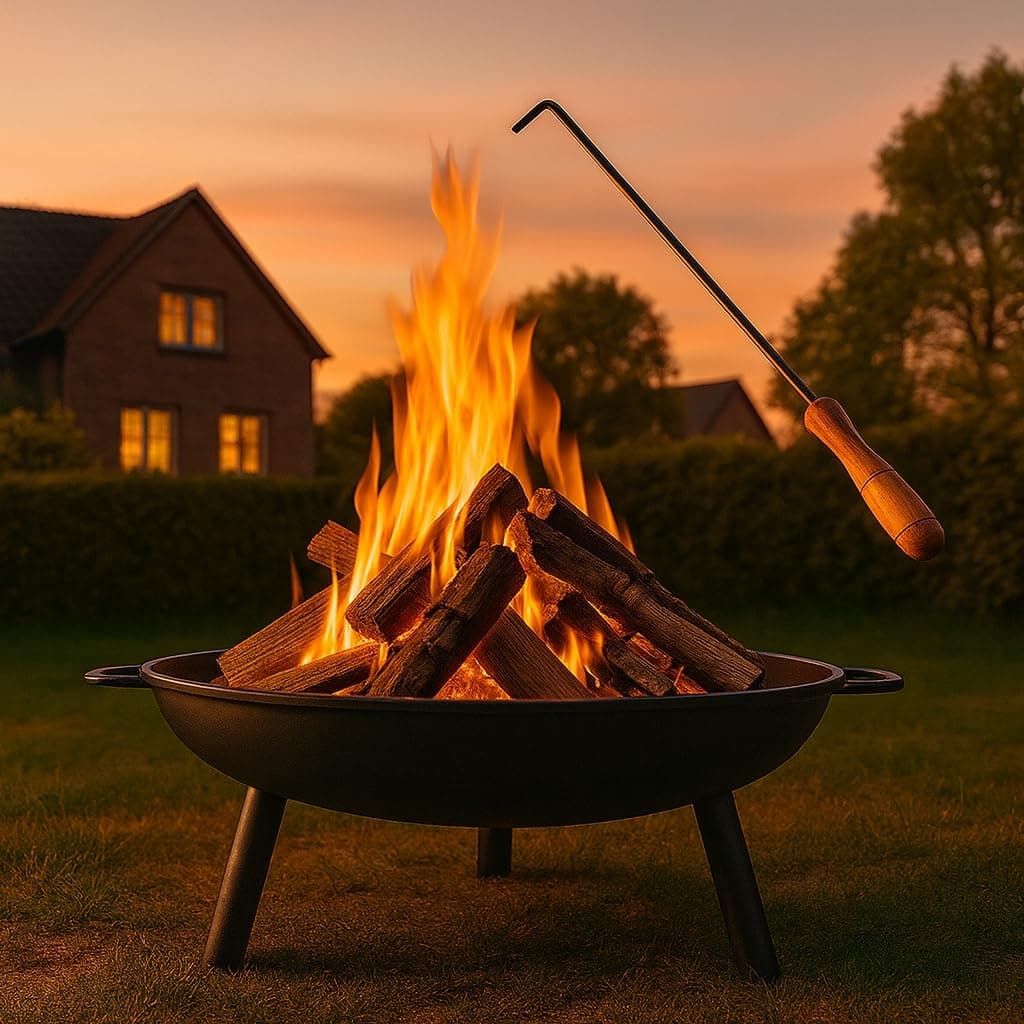 Feuerschale Feuerschalen für den Garten - Feuerstelle Ø 58 cm mit 43 cm Schürhaken - Feuerkorb mit 2 Tragegriffen für Lagerfeuer Garten & Terrasse - 2 Jahre Garantie (Ø 58 cm) Angebot bei HelloDeals