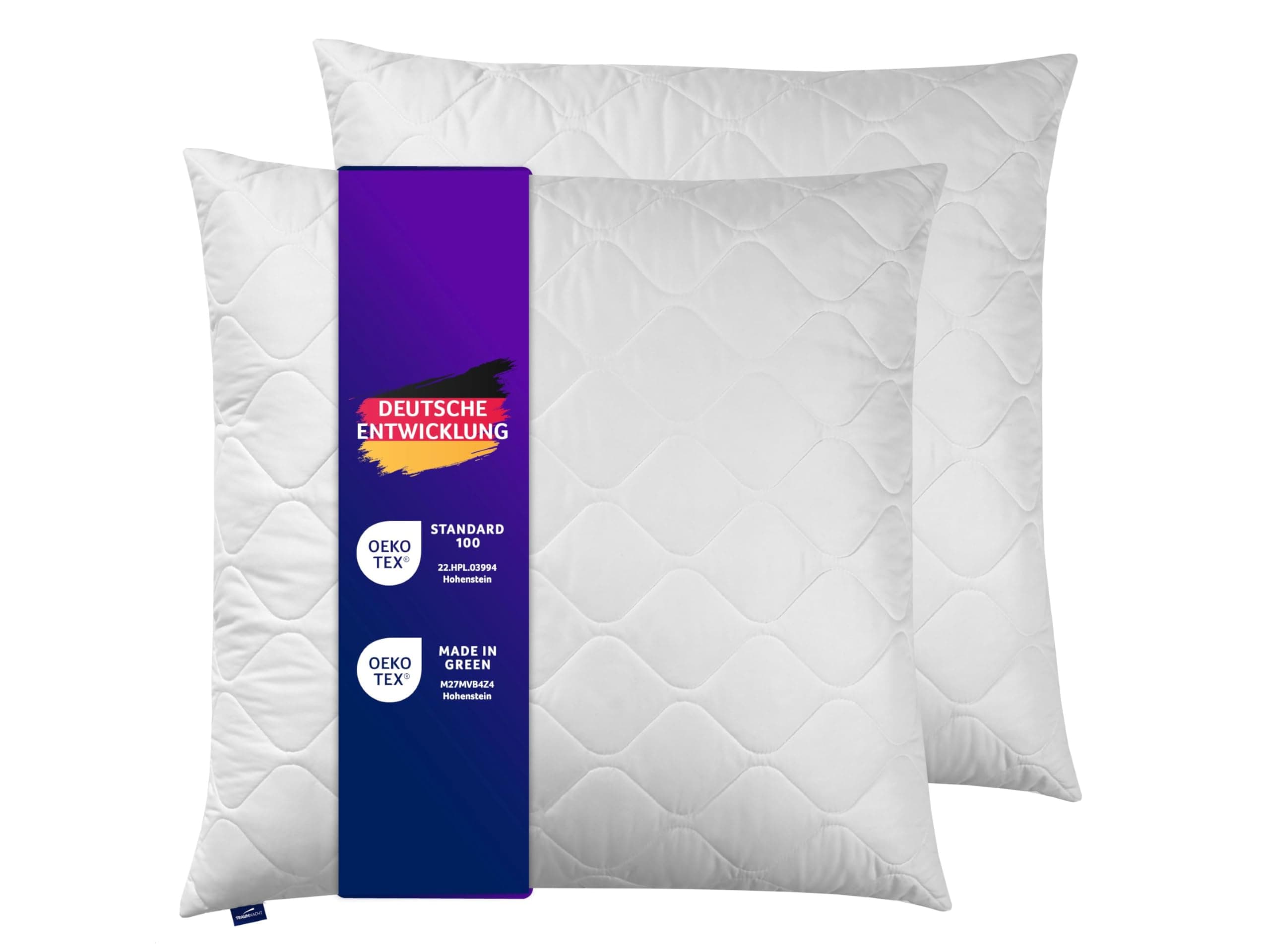 Traumnacht Cozy - Kopfkissen 2er Set mit Bezug aus softer Mikrofaser, Öko-Tex zertifiziertes Kopfkissen mit Reißverschluss, 80x80 cm, produziert nach deutschem Qualitätsstandard 2er Pack 80 x 80 Angebot bei HelloDeals