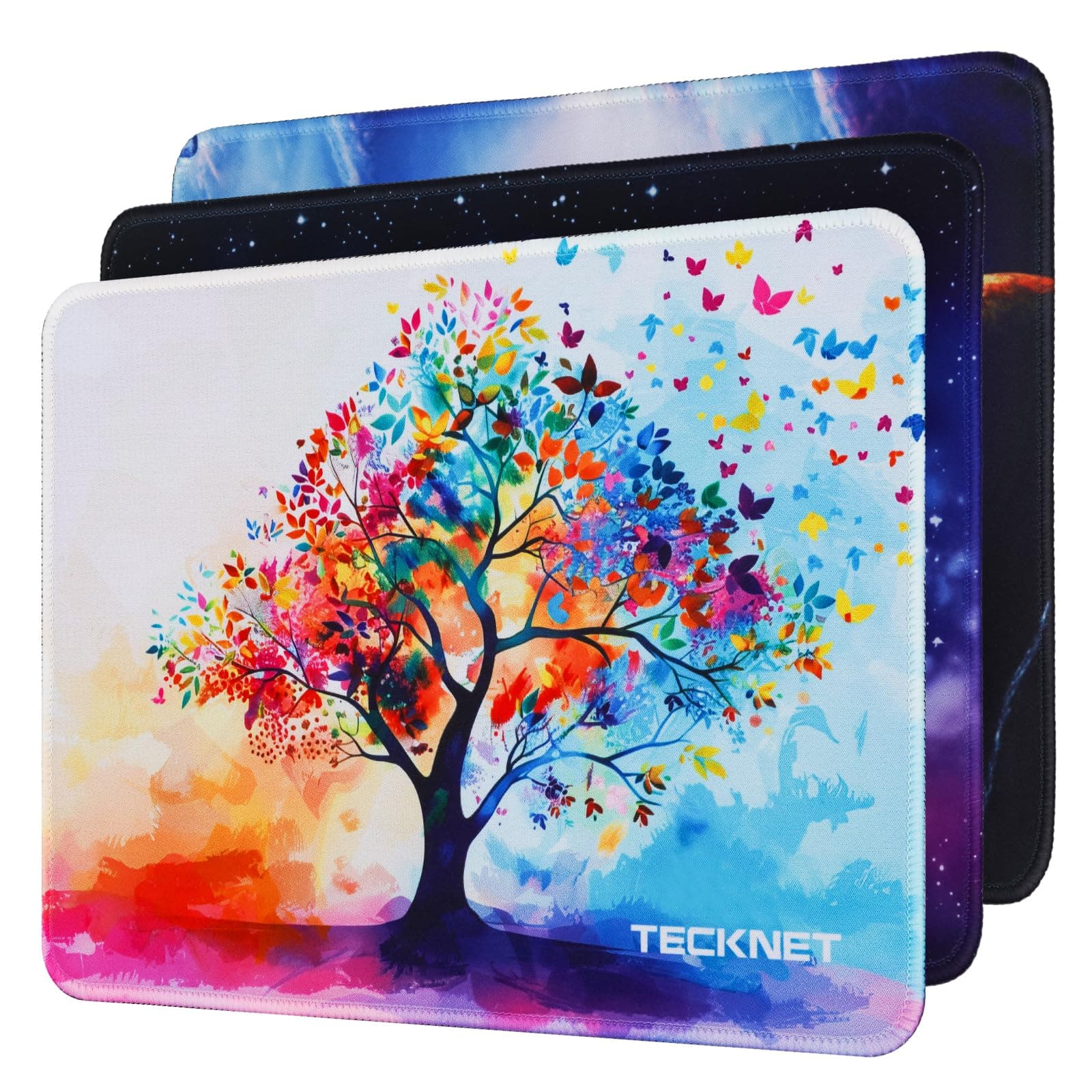 TECKNET Mauspad, 3 Pack Mousepad 270 x 210 mm, wasserdichte Gaming Mauspad Mausmatte mit vernähte Kanten, rutschfeste Gummiunterseite, Glatte Oberflächen, Geeignet für Computer, Laptop und PC Gemischte Farben 3 3 PACK Angebot bei HelloDeals