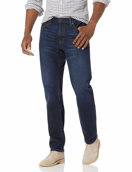 Amazon Essentials Herren Stretchjeans, Gerade Geschnitten - Auslauffarben 34W / 32L Indigo Waschung Angebot bei HelloDeals