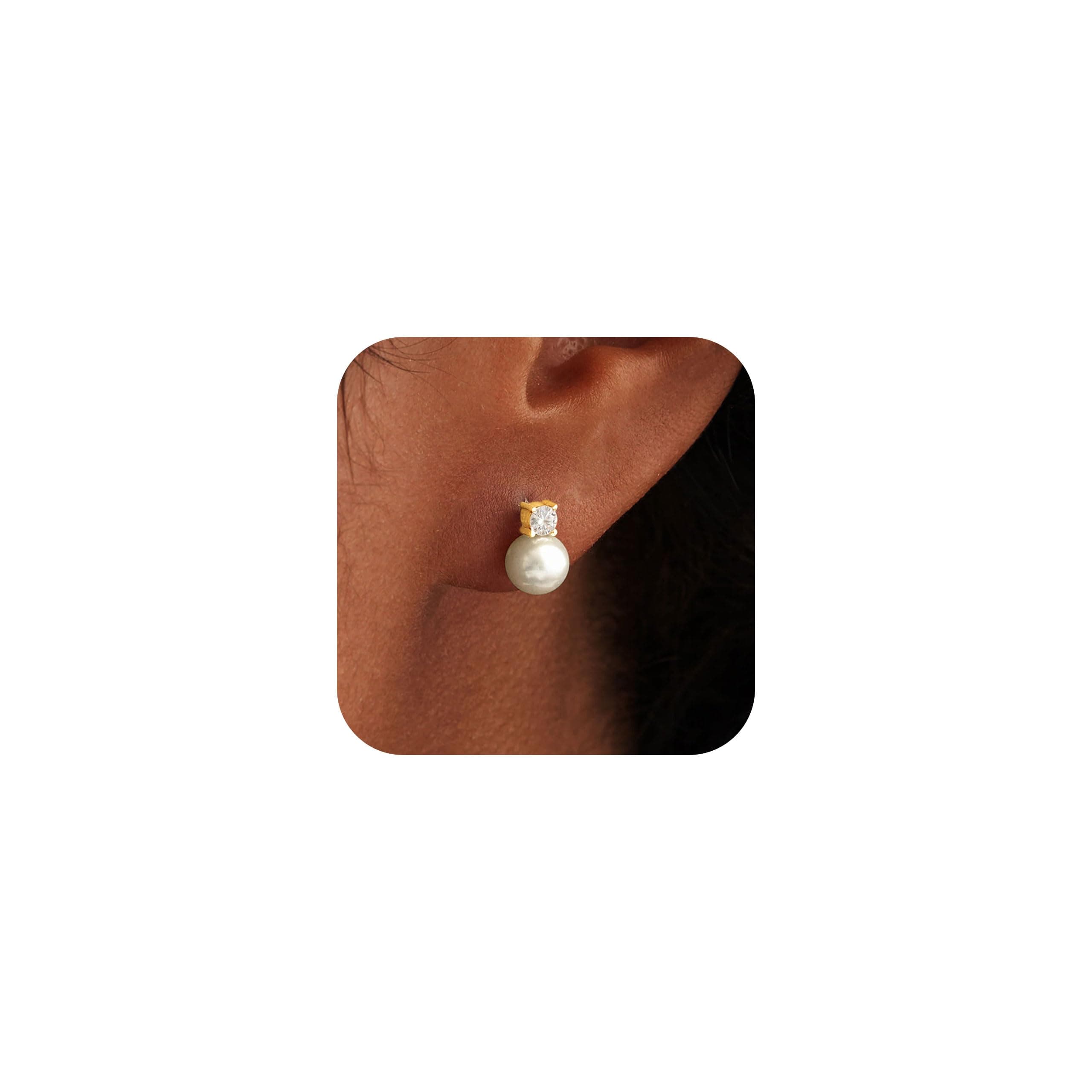 Perlenohrringe Sterling Silber 925 Damen Weiße Perlen Ohrringe 6/8/10mm Echt Süßwasserperlen Ohrstecker Gold Wasserfest Hypoallergen Zirkonia Ohrringe Stecker Braut Hochzeit Geschenk Frauen 10mm B-Gold Angebot bei HelloDeals