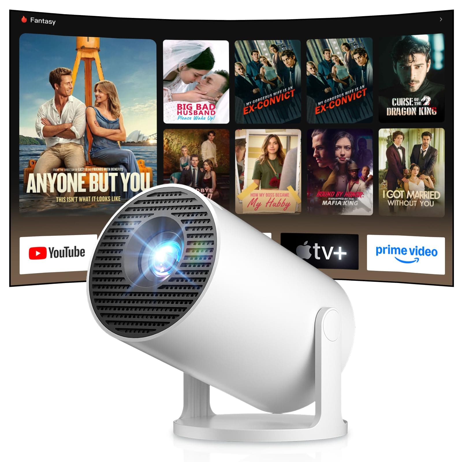 Salange Mini Beamer 2026,4K Unterstützt Smart Projektor Android 14, Tragbarer mit WiFi 6 und Bluetooth 5.4 Auto Keystone, Klein Handy Beamer Heimkino Outdoor,270°Dreh kompatibel,Weiß Angebot bei HelloDeals
