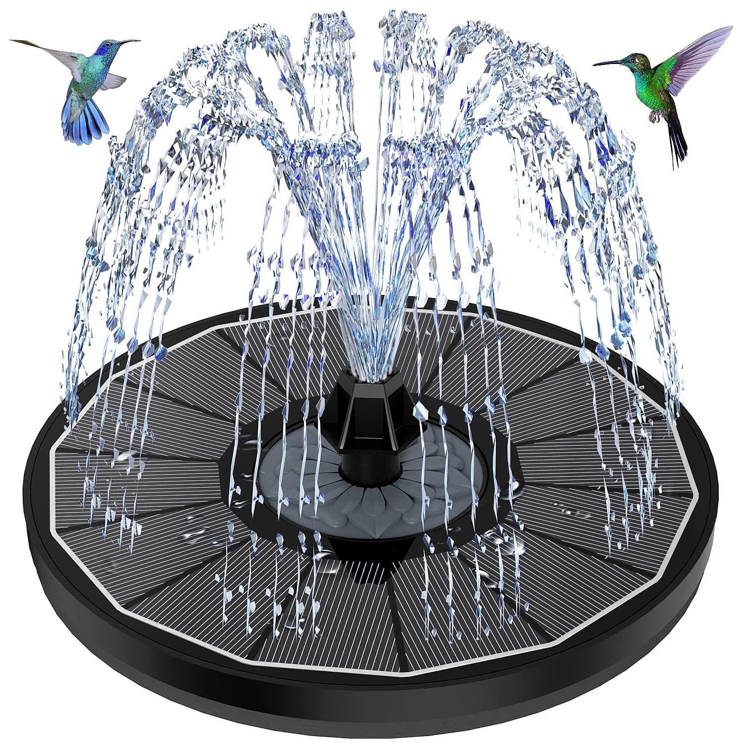 Solar Springbrunnen mit 3.5W Glas Solarpanel, Solar Teichpumpe 2026 Upgrade, Runden Solarbrunnen mit 8 Düsen & 4 Fixe Rohre Solar Wasserpumpe Solar Schwimmender Fontäne Pumpe für Garten, Vogel-Bad Schwarz Angebot bei HelloDeals