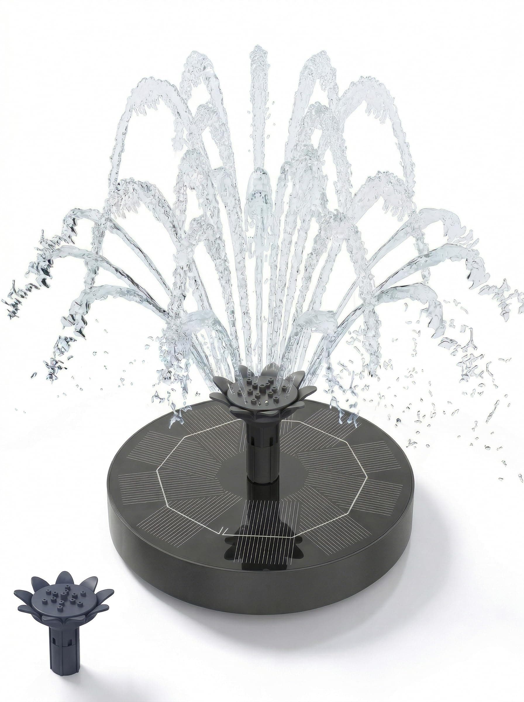 Solar Springbrunnen, Solar Teichpumpe mit Innovative 4-in-1 Düse, 2026 Neueste 1.8W Solarbrunnen, Solar Wasserpumpe Solar schwimmender Fontäne Pumpe für Gartenteich Springbrunnen Vogel-Bad Pool Angebot bei HelloDeals