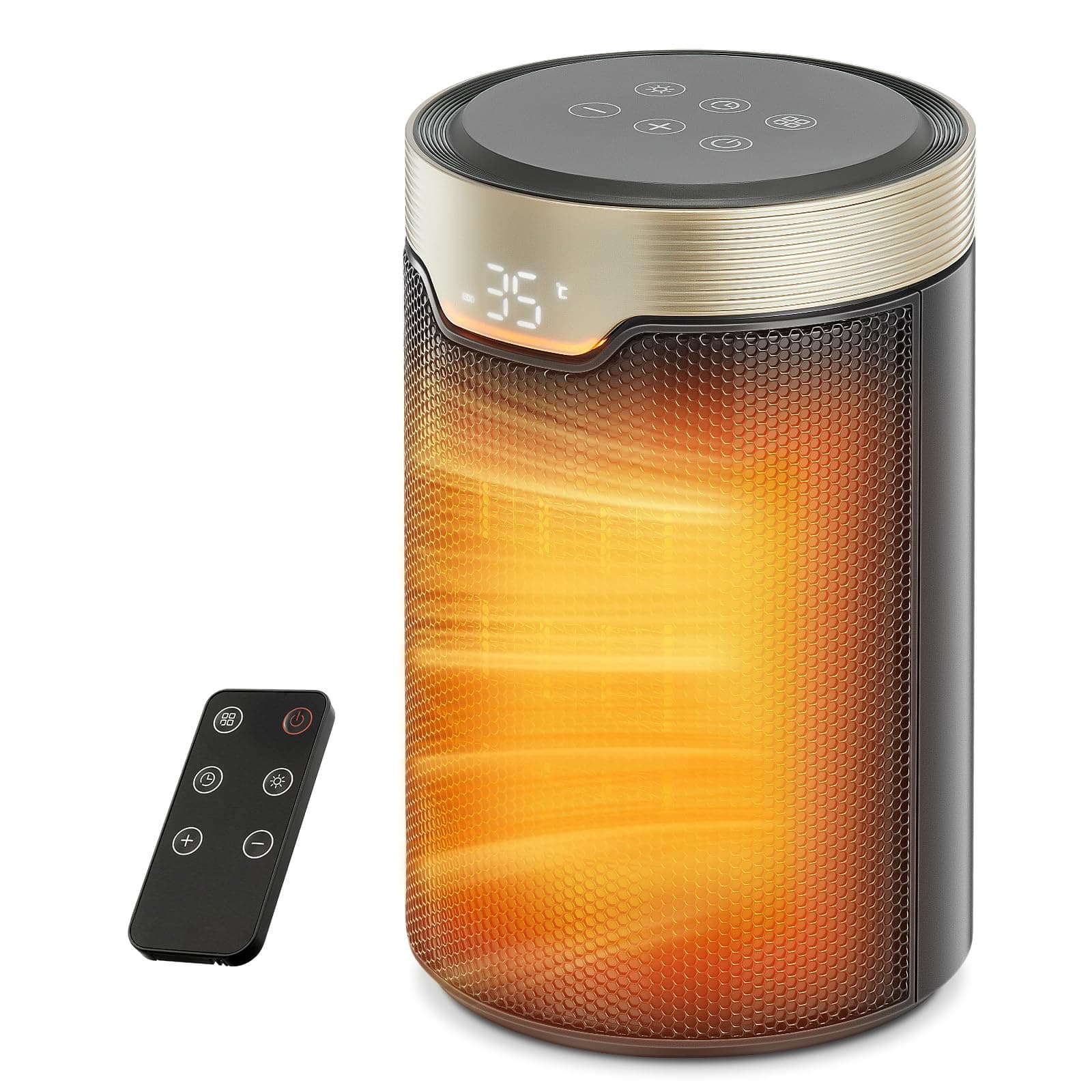Heizlüfter Energiesparend, 1500W PTC Keramik Elektrischer Heizlüfter mit Thermostat, ECO-Modus, Leiser, Fernbedienung, 24 Std Timer, Überhitzungs- & Kippschutz, Elektroheizung für Räume Schlafzimmer Angebot bei HelloDeals