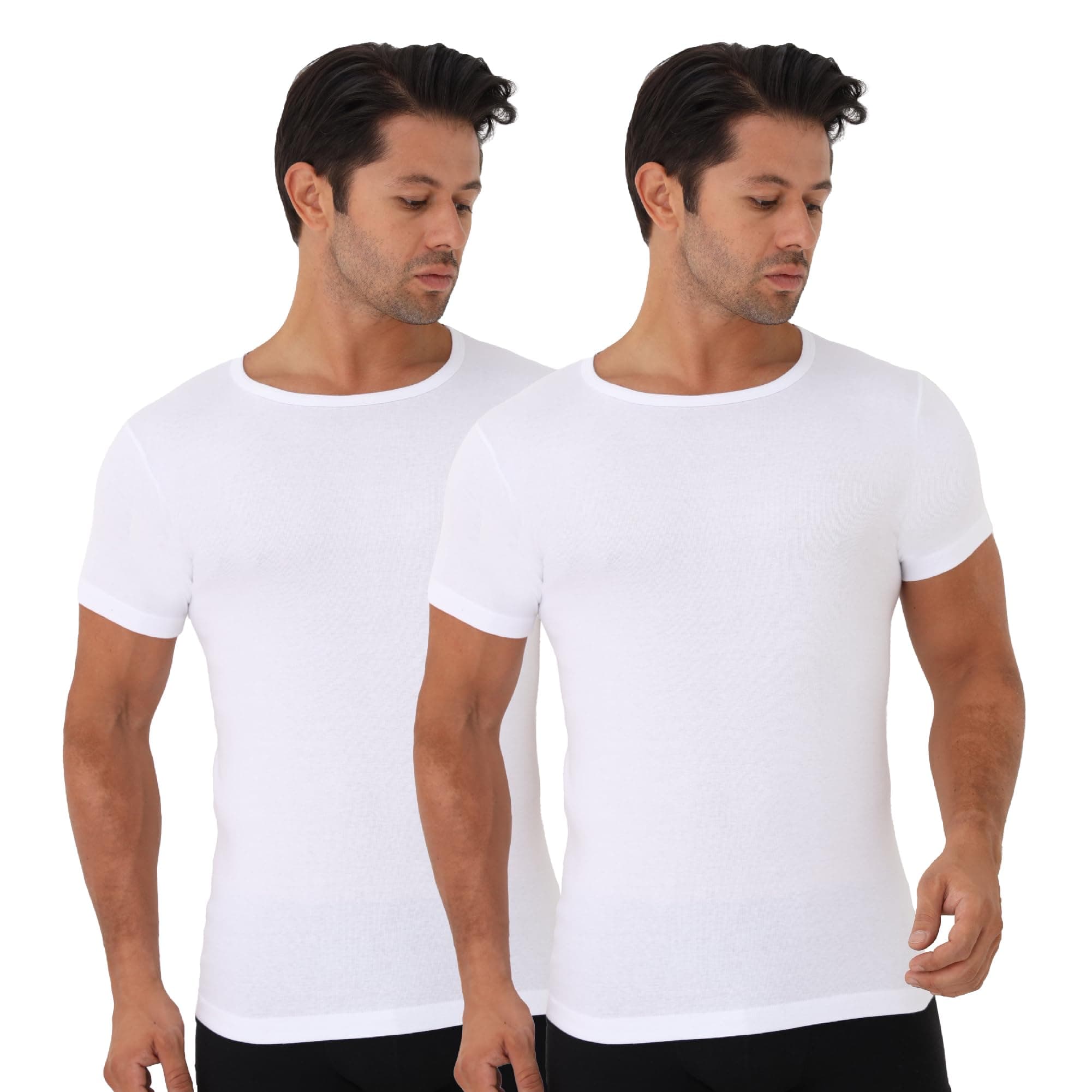 Unterhemd Herren, 100% Baumwolle, Rundhals Business Kurzarm Unterziehshirt | 2er Pack Herren Unterhemden Weiss | Atmungsaktiv & Weich Tank Top Herren M Weiß Angebot bei HelloDeals
