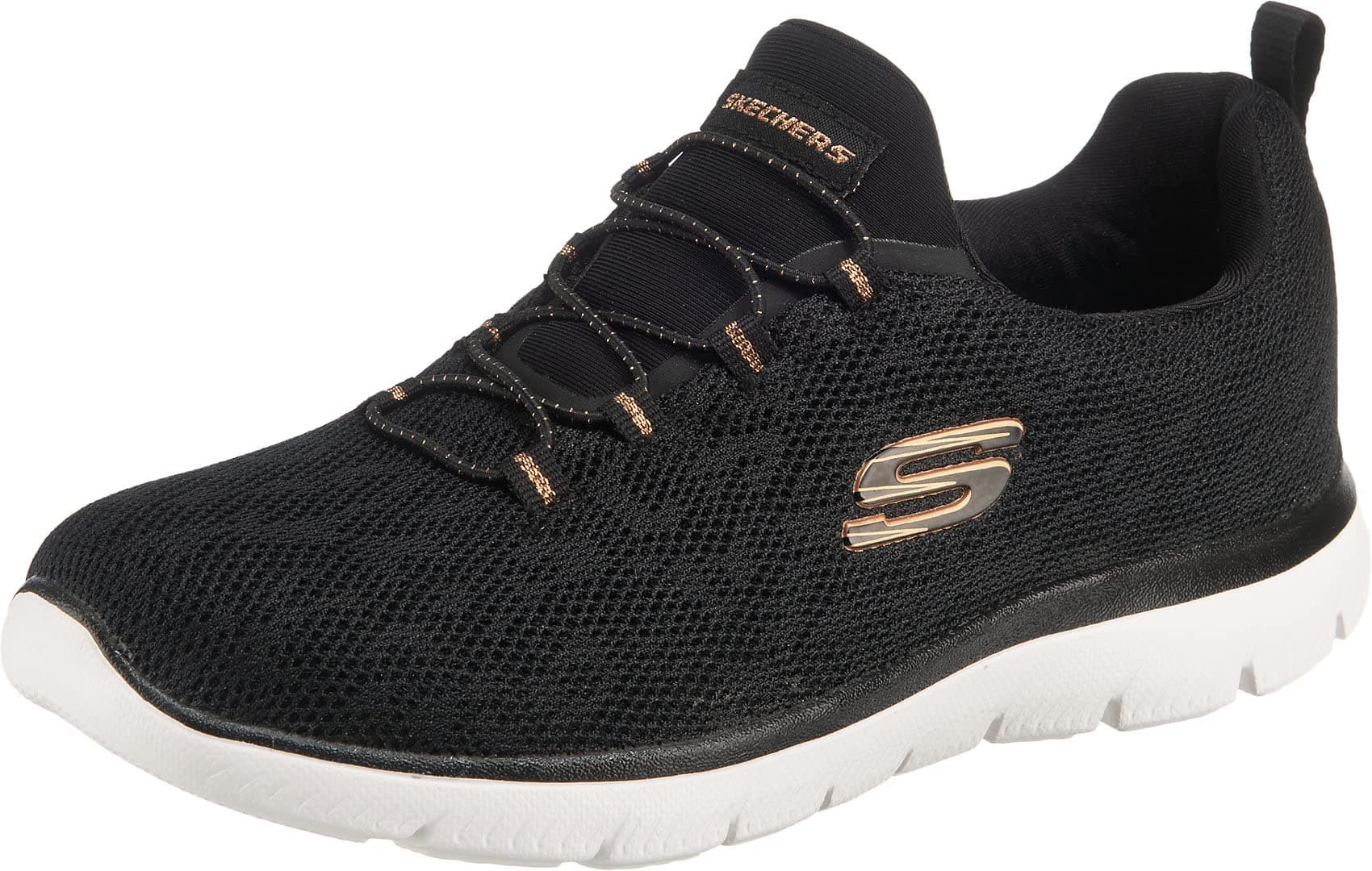 Skechers Damen Summits Leopard Spot Turnschuhe 39 EU Black Mesh Rose Gold Trim Angebot bei HelloDeals