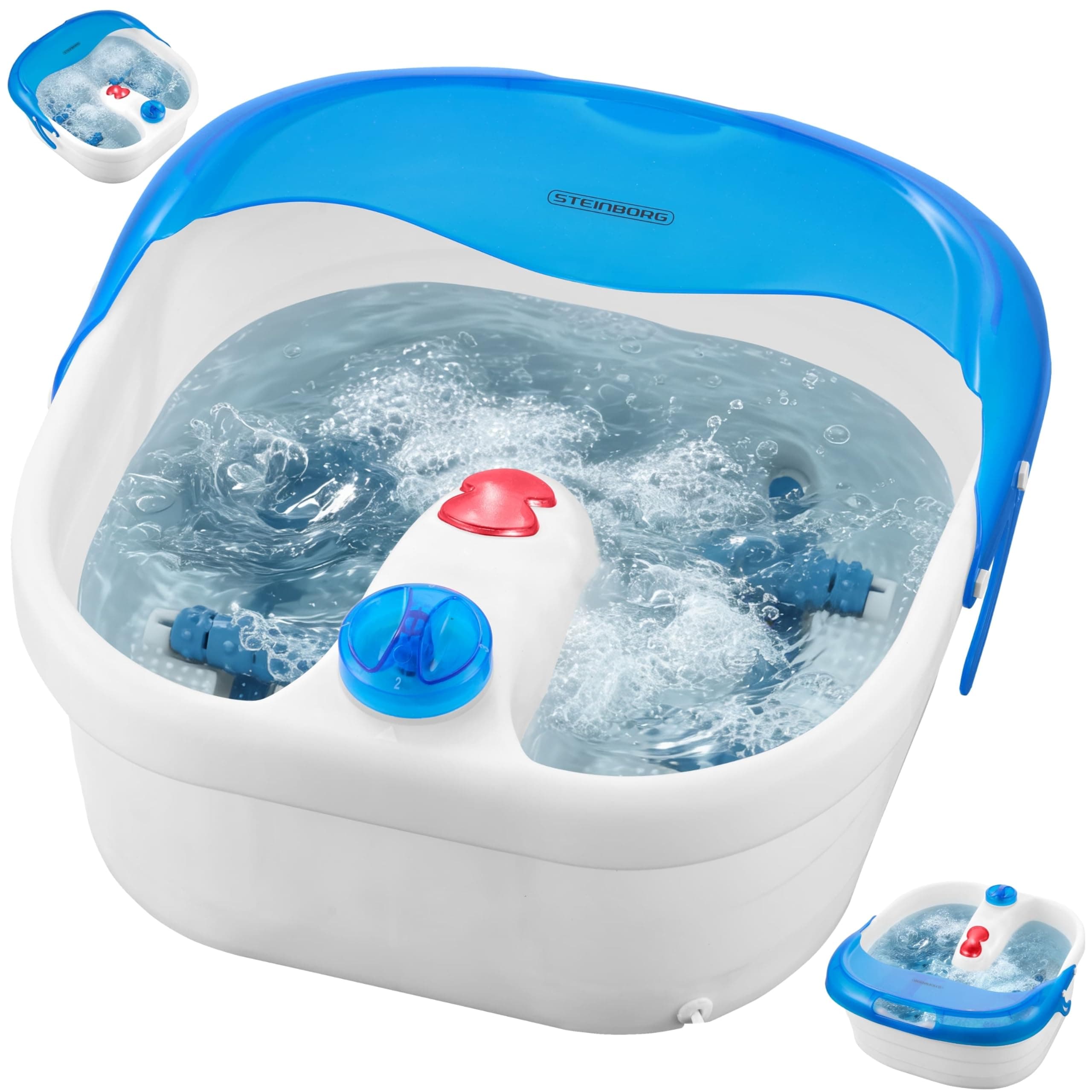 Steinborg® Fußsprudelbad mit Massage & Infrarot Wärme – Fußmassagegerät Elektrisches Fußbad mit Vibrations- & Sprudelmassage, 4 Massagerollen & Reflexzonenmassage, 3 Stufen, Spritzschutz –Wellness Spa Angebot bei HelloDeals