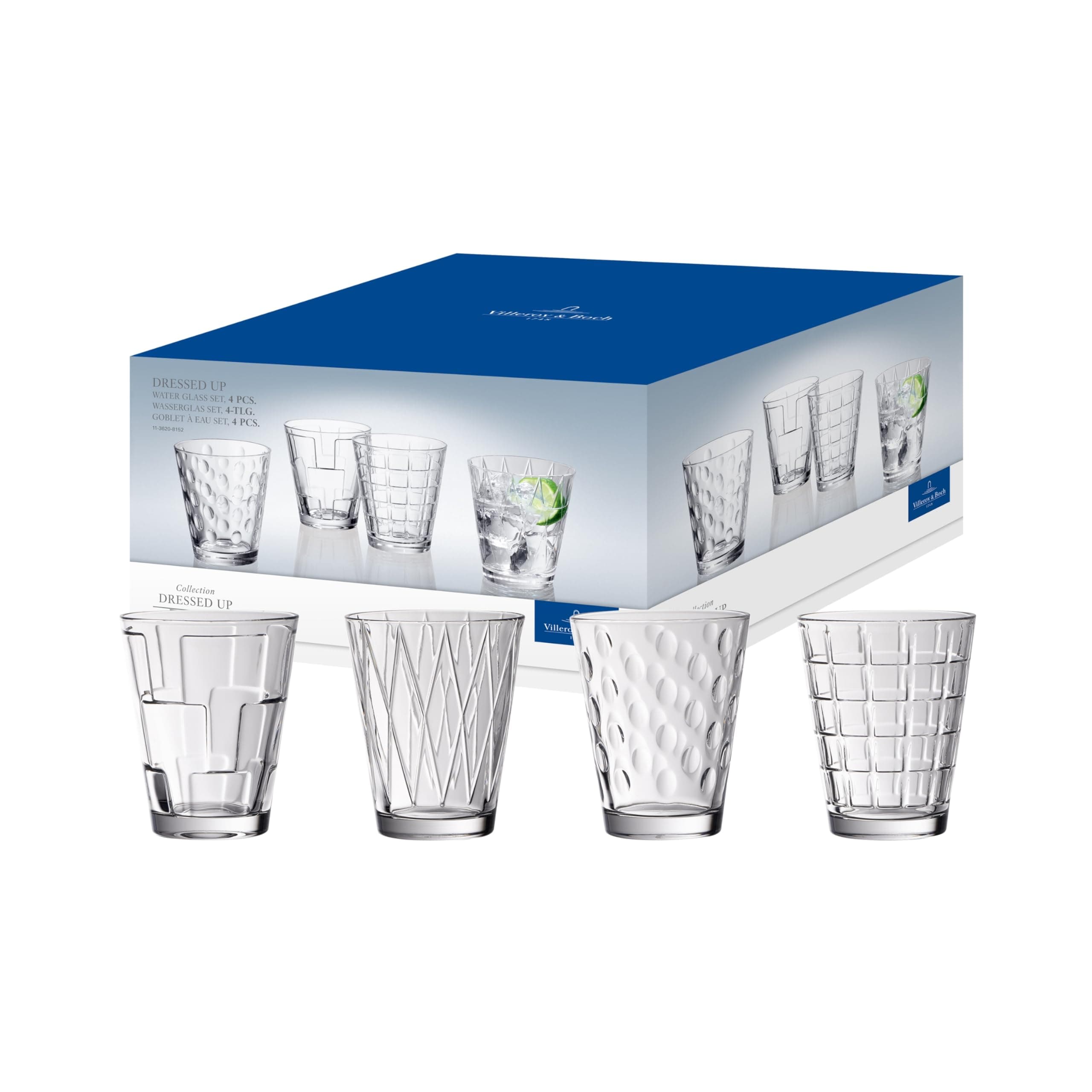 Villeroy & Boch - Dressed Up Wasserglas Set 4 teilig 310 ml, Spülmaschinenfest, Besondere Trinkgläser im Set, Gläser, Wasser, Trinkglas, Saftgläser 4teilig, Wassergläser , Kristallglas Modern & Schlicht Angebot bei HelloDeals