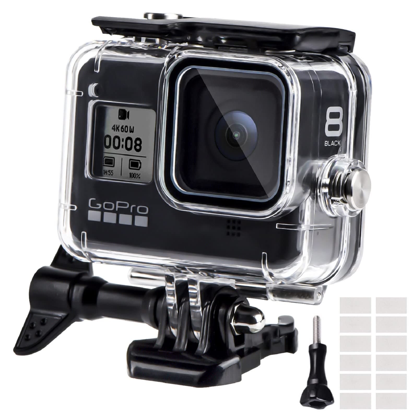 REDTRON wasserdichte Gehäuse für GoPro Hero 8, 60M Wasserresistente Tauchen Schutzhülle Gehäuse mit Schnellmontage Klammer & 12 Anti-Fog-Einsätze Zubehör für Gopro Hero 8 Black Action Camera(2019) Case for Gopro 8 Angebot bei HelloDeals