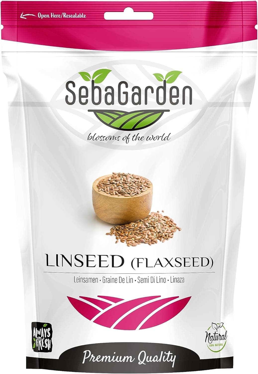Seba Garden Leinsamen/Flaxsamen 1 kg, Premiumqualität, frisch geerntet, reich an Omega-3-Fettsäuren und Ballaststoffen, verpackt in wiederverschließbarem Beutel, gentechnikfrei, Keto & Paleo Angebot bei HelloDeals