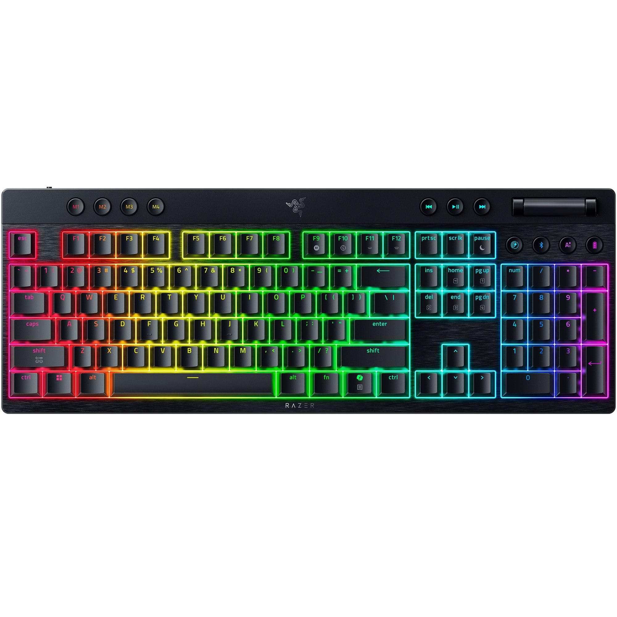 Razer BlackWidow V4 Low-Profile HyperSpeed - Kabellose, Flache mechanische Gaming-Tastatur (HyperSpeed Wireless & BT, Multifunktionaler Drehregler & 11 Funktionstasten) Green Switches | US-Layout BlackWidow V4 Low Profile QWERTY US-Layout Green Clicky Swi Angebot bei HelloDeals